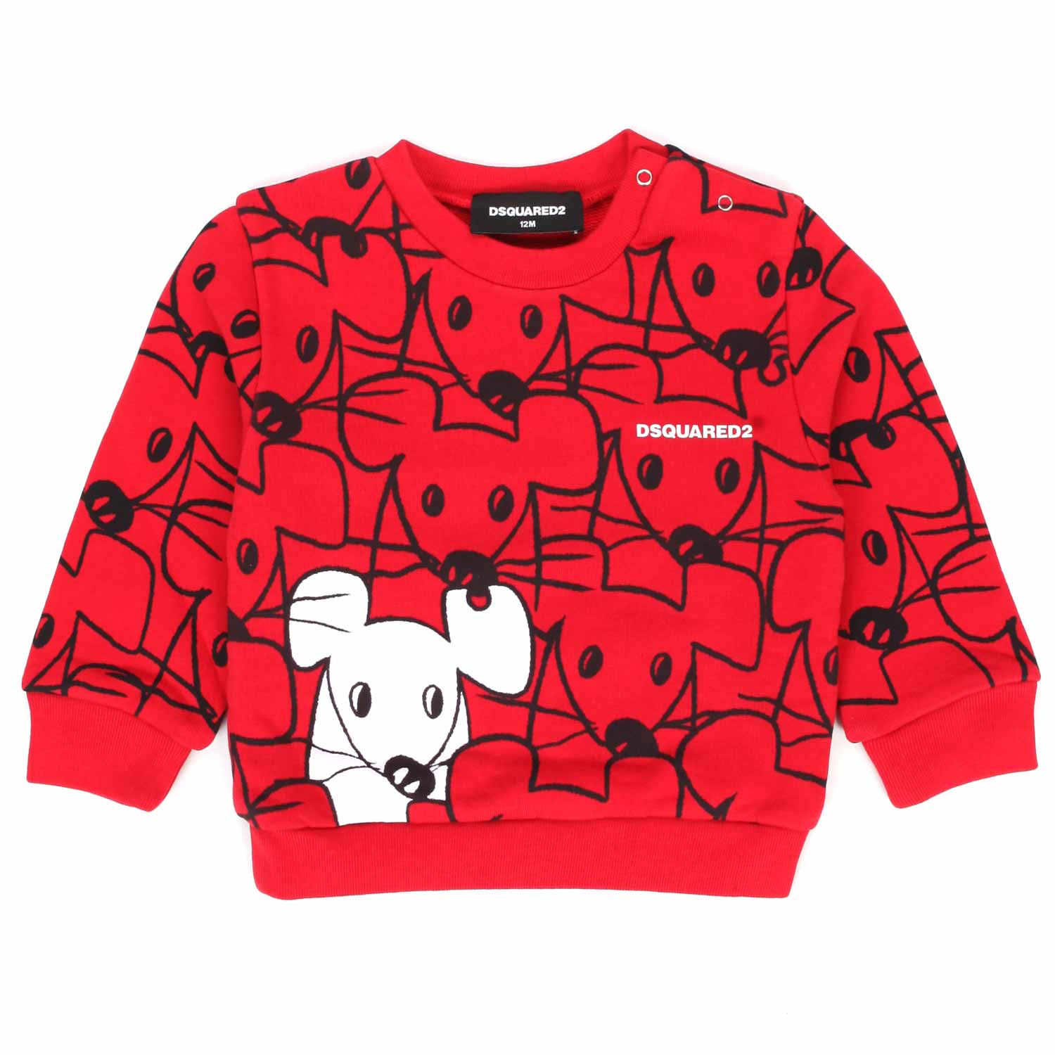 FELPA UNISEX ROSSA CON TOPOLINI BAMBINO E BEBÈ - annameglio.com abbigliamento moda