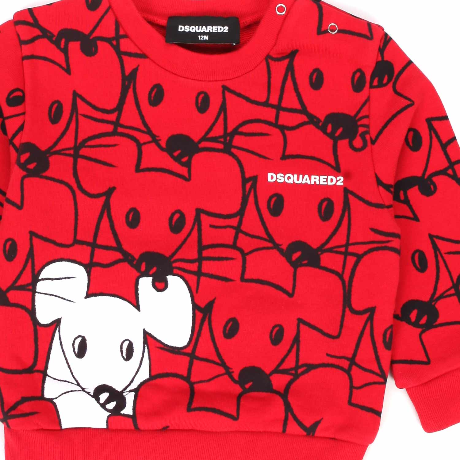 FELPA UNISEX ROSSA CON TOPOLINI BAMBINO E BEBÈ - annameglio.com abbigliamento moda