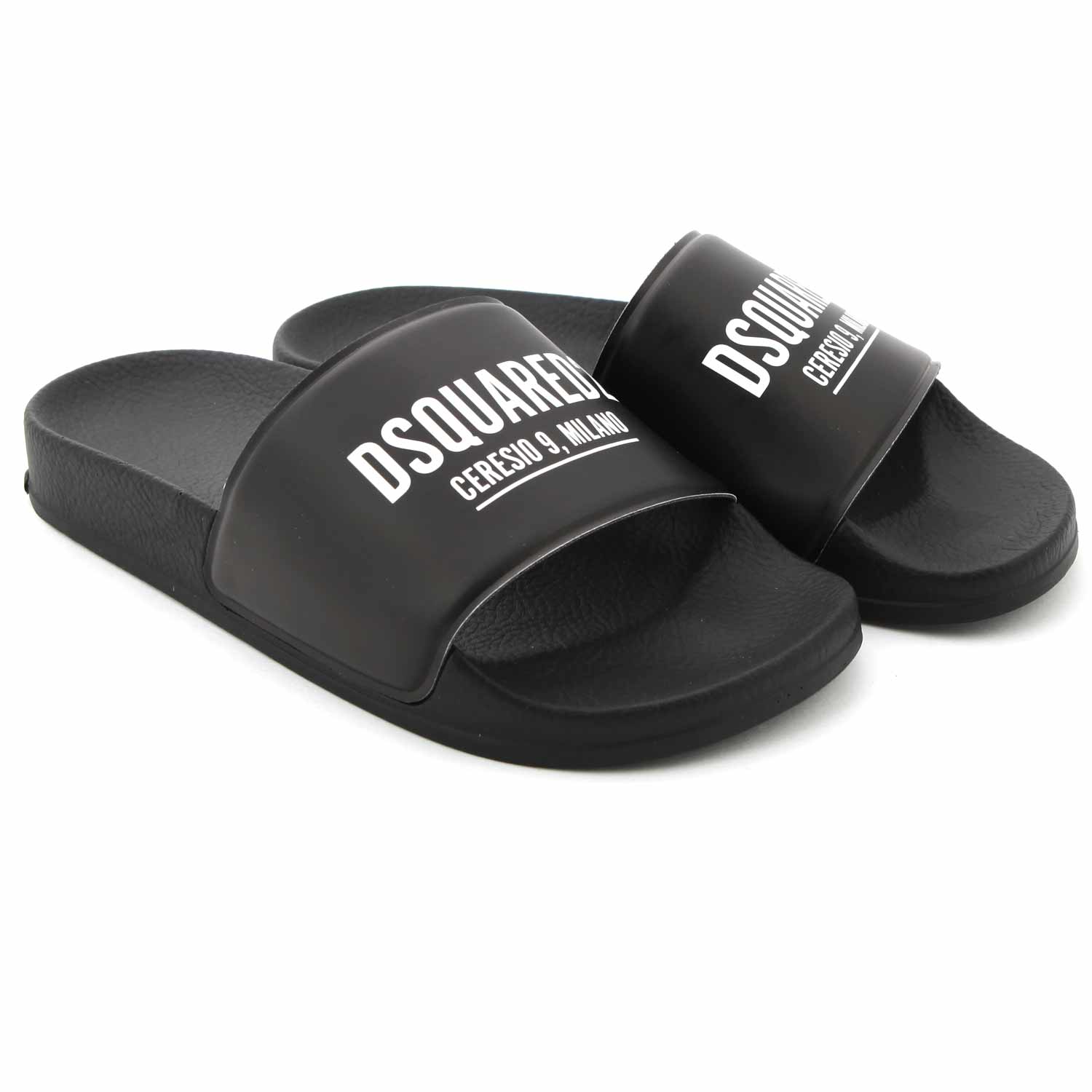 SLIDES UNISEX NERE CON LOGO BIANCO - annameglio.com abbigliamento moda