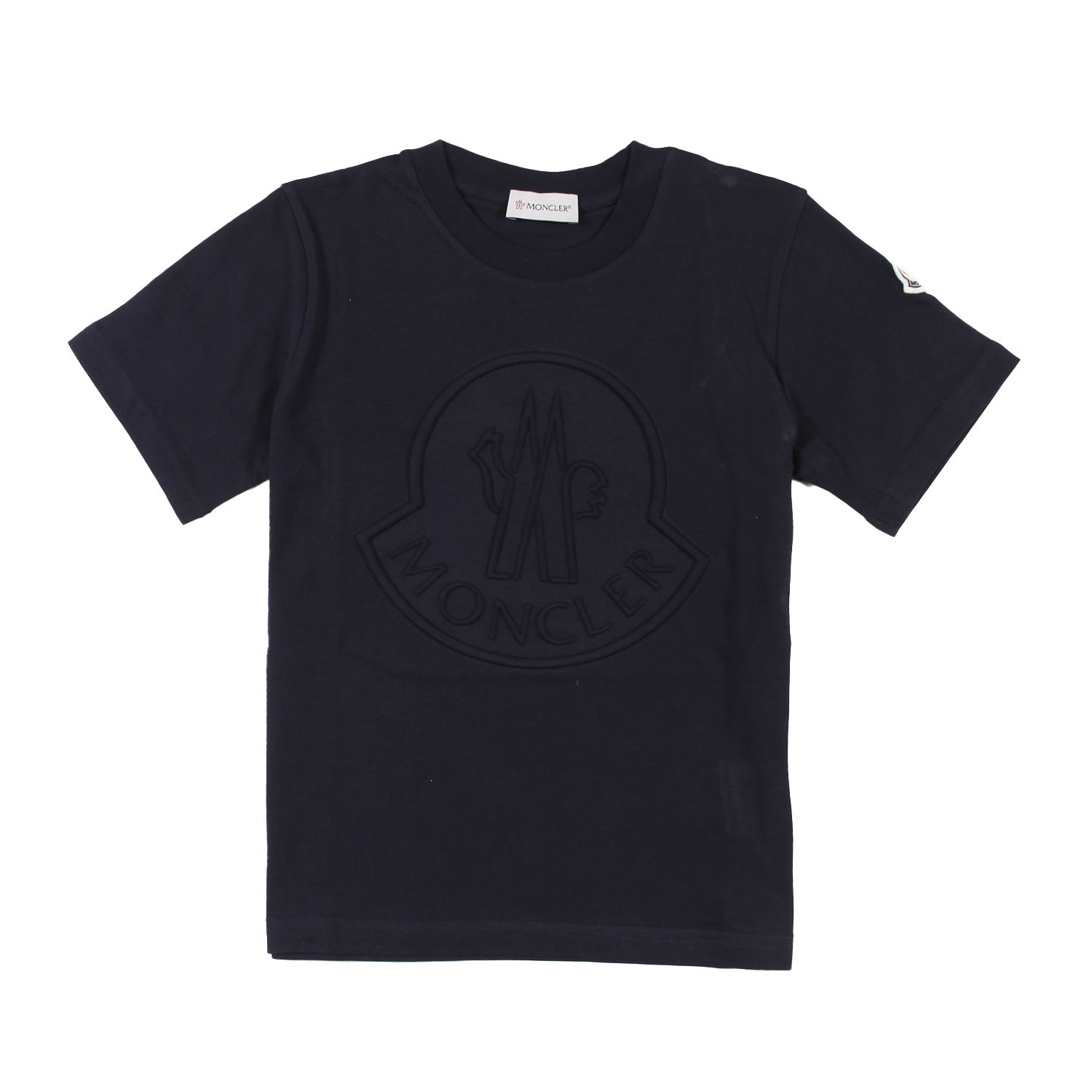 T-shirt Moncler blu navy con logo goffrato - annameglio.com abbigliamento moda