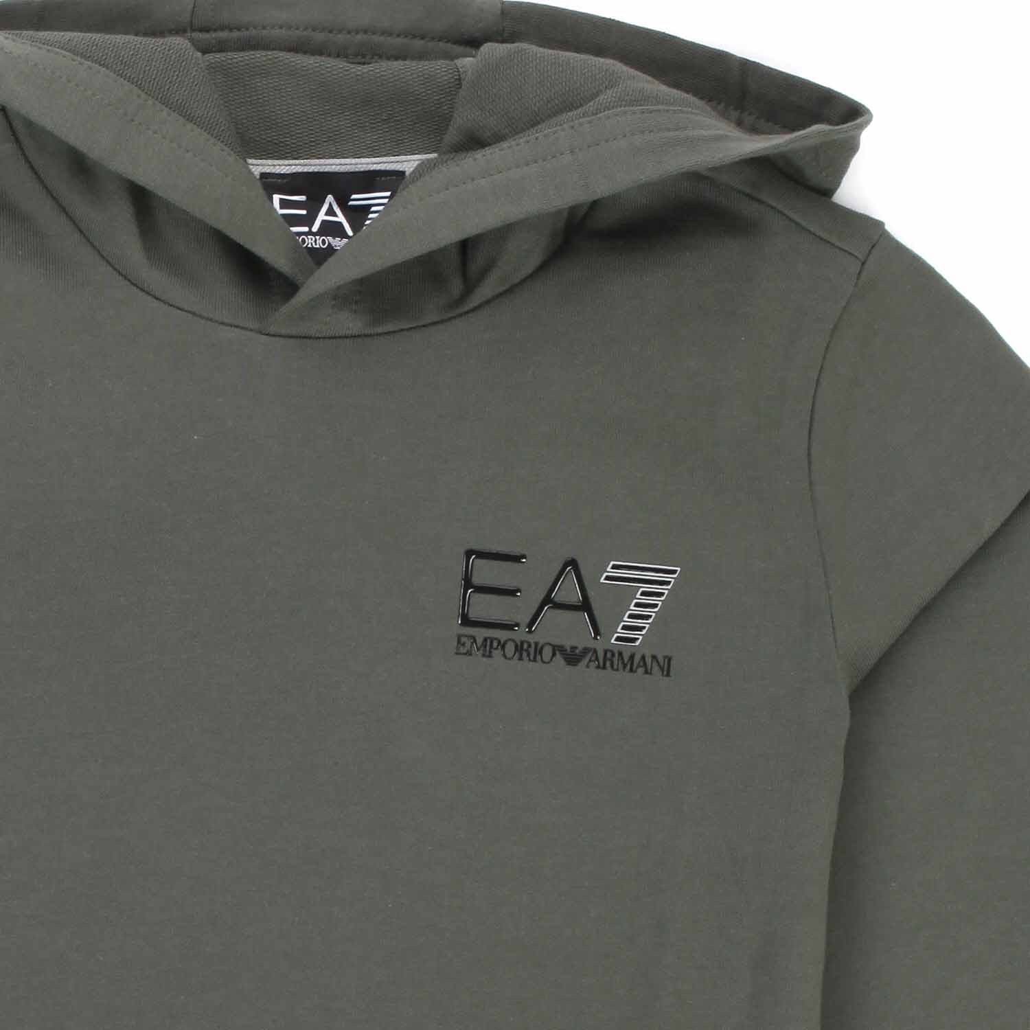 FELPA HOODIE EA7 VERDE MILITARE BAMBINO E TEEN - annameglio.com abbigliamento moda