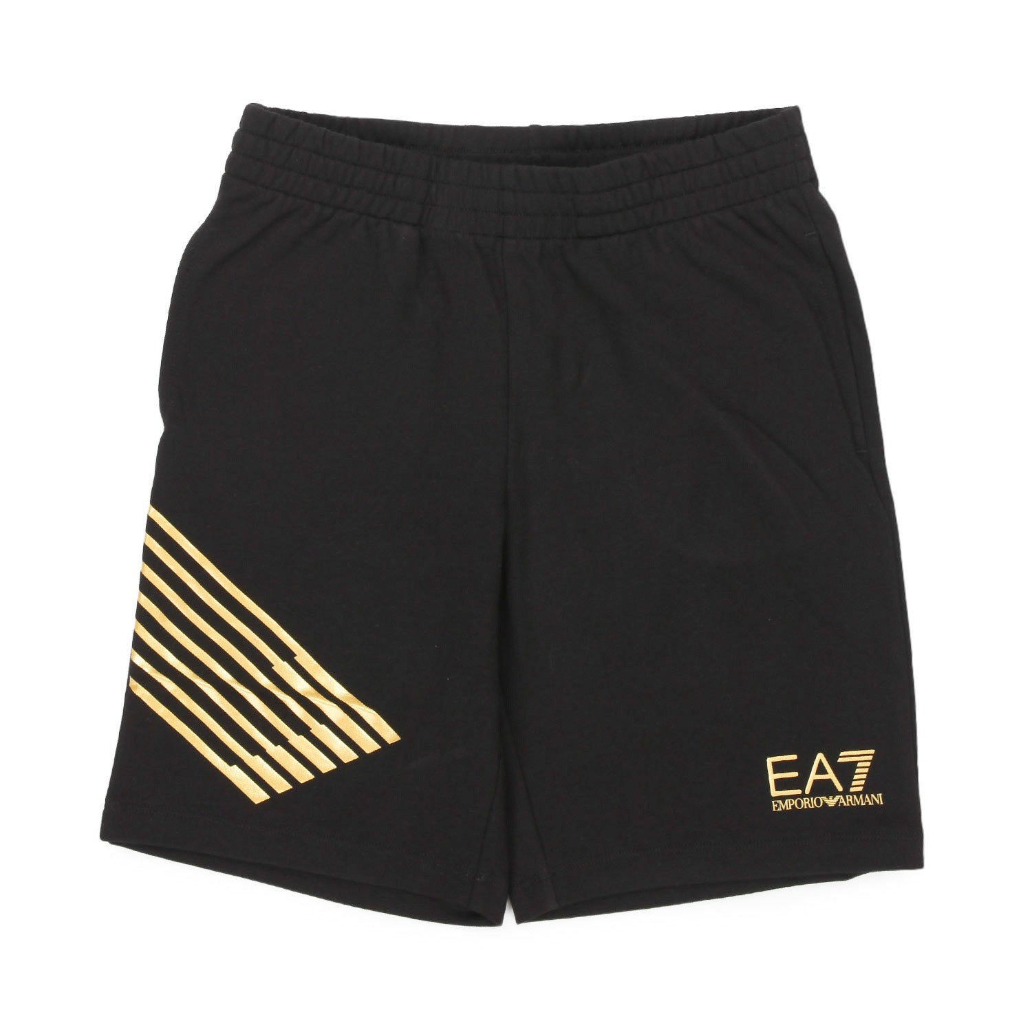 BERMUDA EA7 IN FELPA NERO E ORO BAMBINO E TEEN - annameglio.com abbigliamento moda