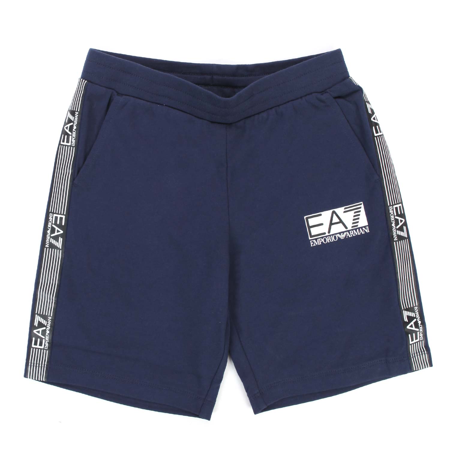 SHORTS IN FELPA BLU CON LOGHI EA7 BAMBINO E TEEN - annameglio.com abbigliamento moda