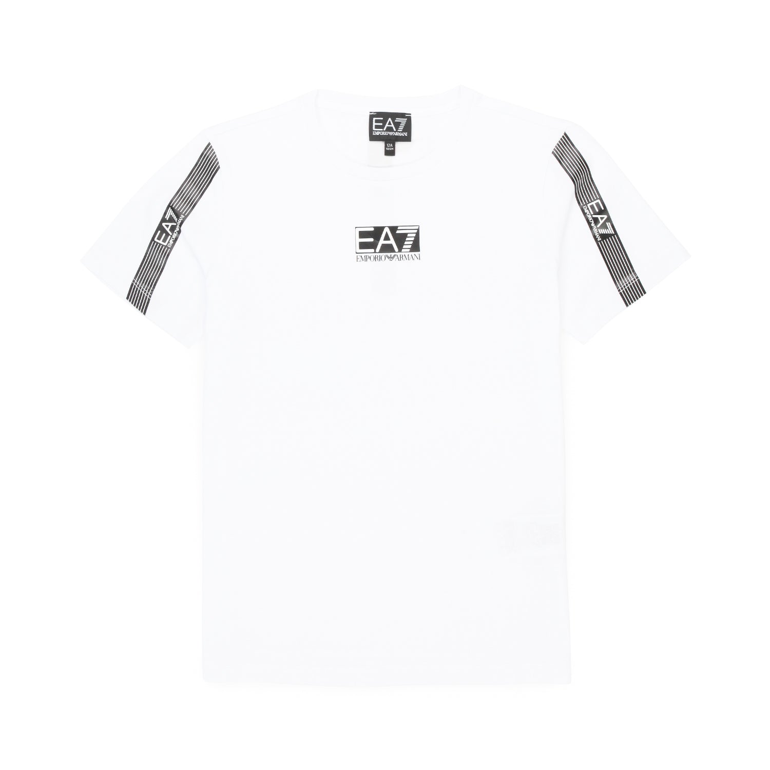 T-SHIRT BIANCA CON LOGHI EA7 NERI BAMBINO E TEEN - annameglio.com abbigliamento moda