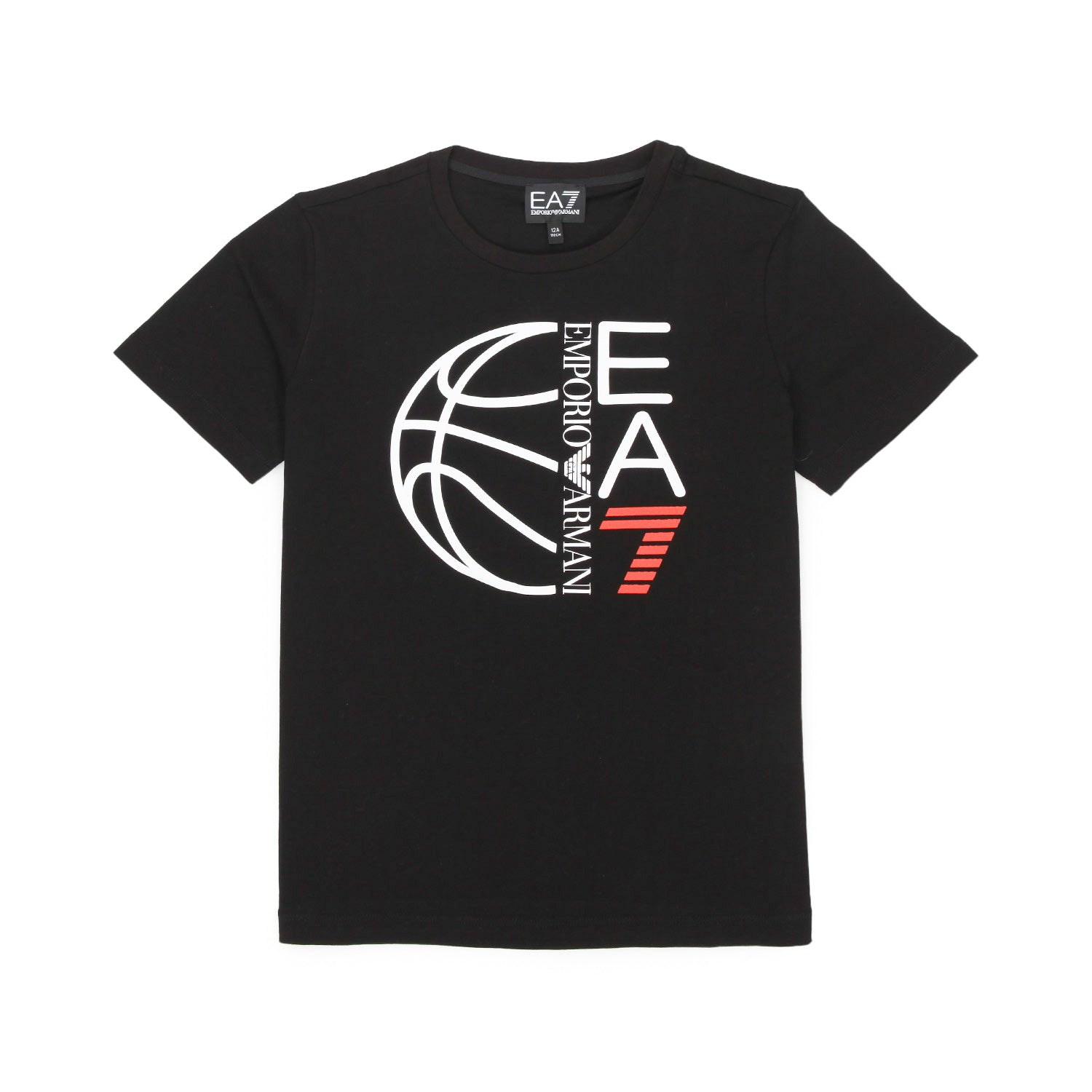 T-SHIRT NERA CON STAMPA EA7 BAMBINO E TEEN - annameglio.com abbigliamento moda