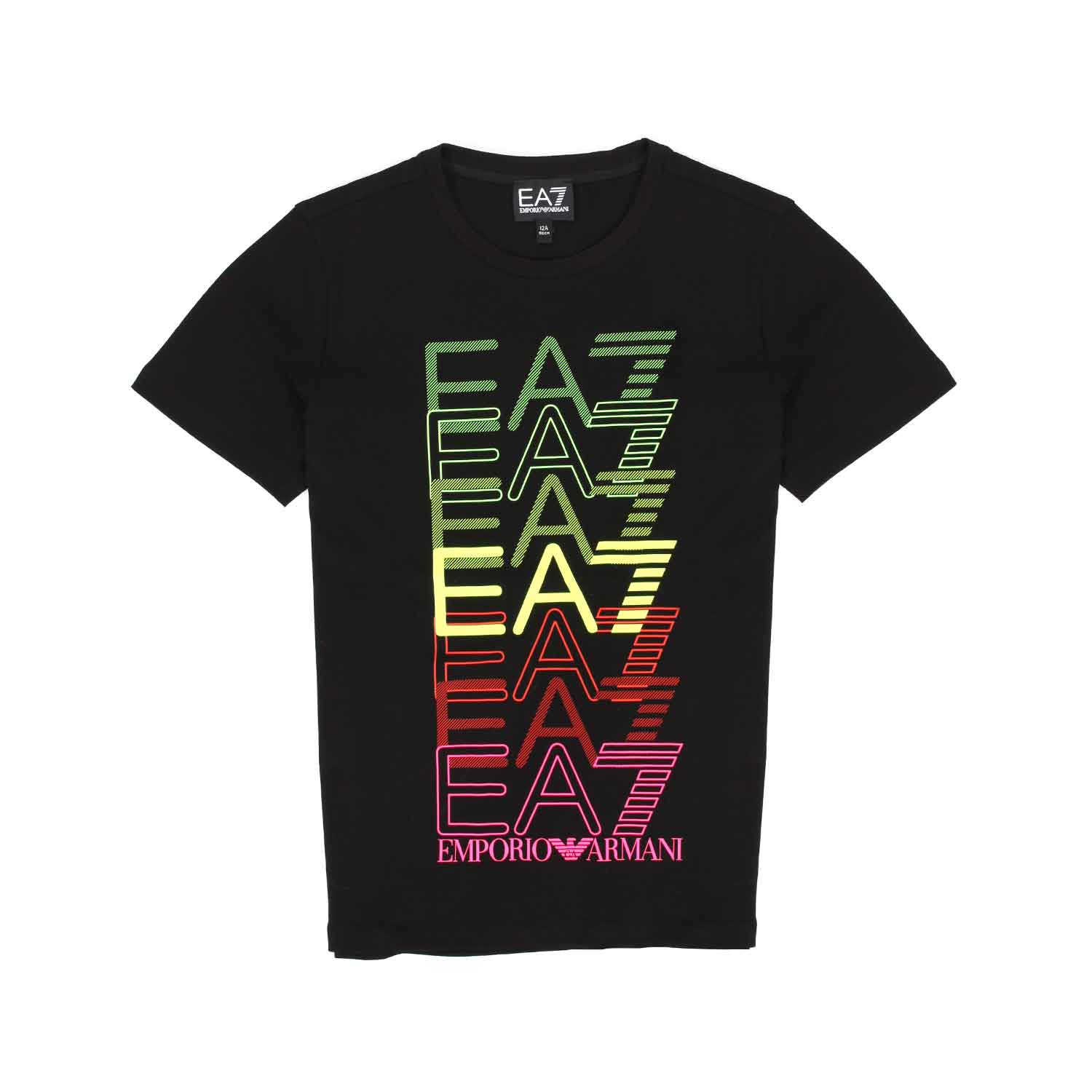 T-SHIRT NERA CON LOGHI EA7 BAMBINO E TEEN - annameglio.com abbigliamento moda