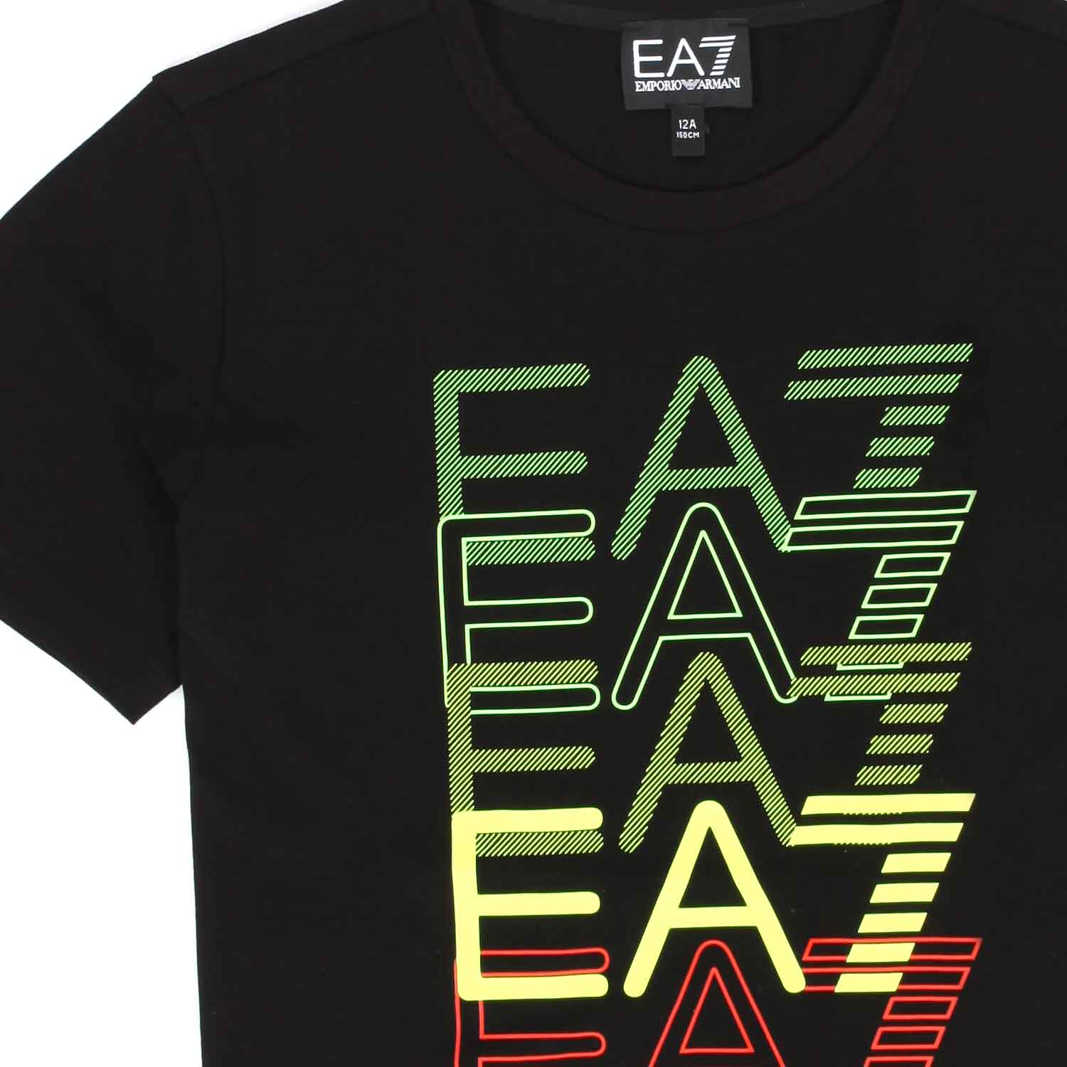 T-SHIRT NERA CON LOGHI EA7 BAMBINO E TEEN - annameglio.com abbigliamento moda