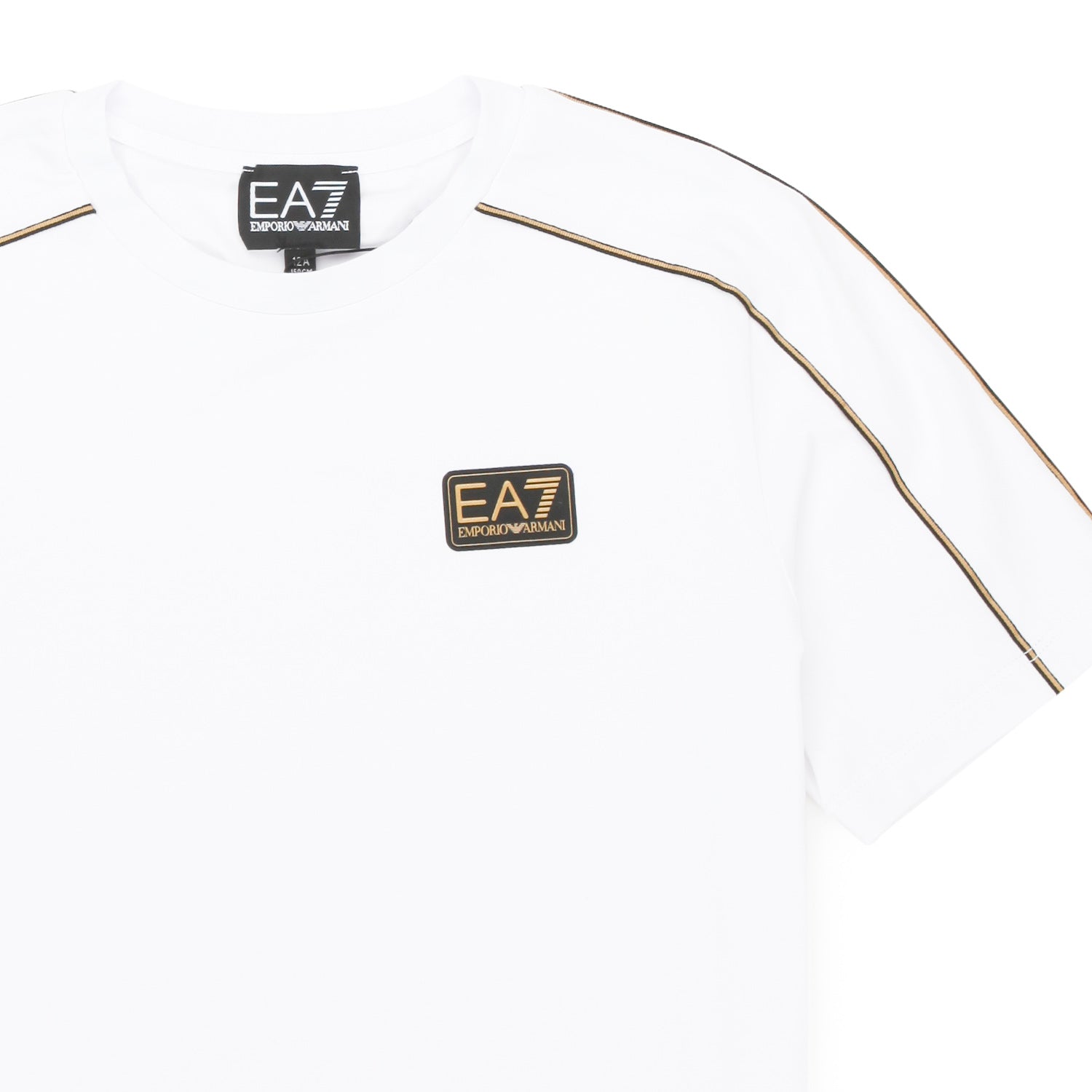 T-SHIRT EA7 BIANCA CON DETTAGLI ORO BAMBINO E TEEN - annameglio.com abbigliamento moda