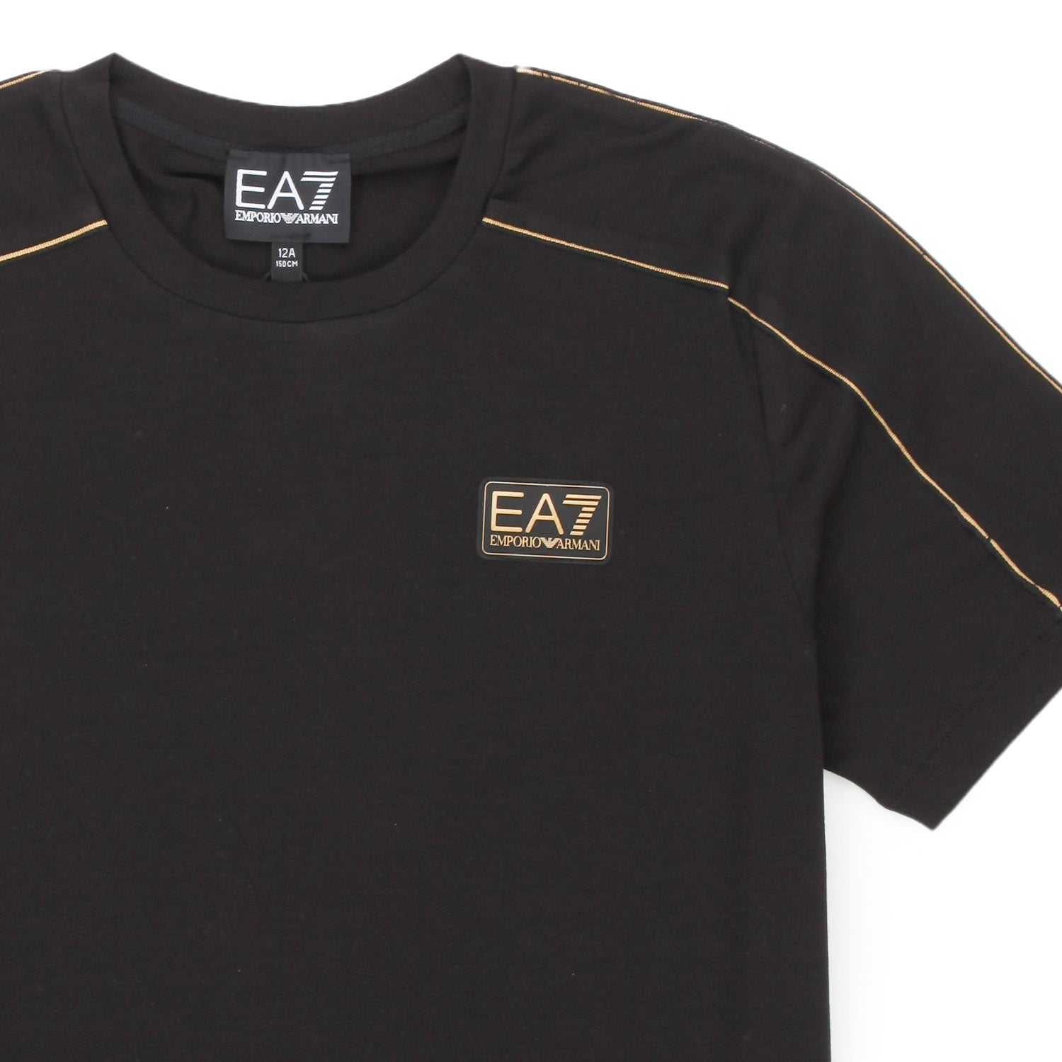 T-SHIRT EA7 NERA CON DETTAGLI ORO BAMBINO E TEEN - annameglio.com abbigliamento moda
