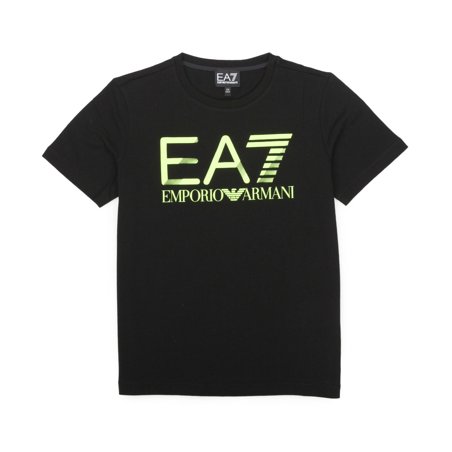T-SHIRT EA7 NERA CON LOGO GIALLO FLUO BAMBINO TEEN - annameglio.com abbigliamento moda