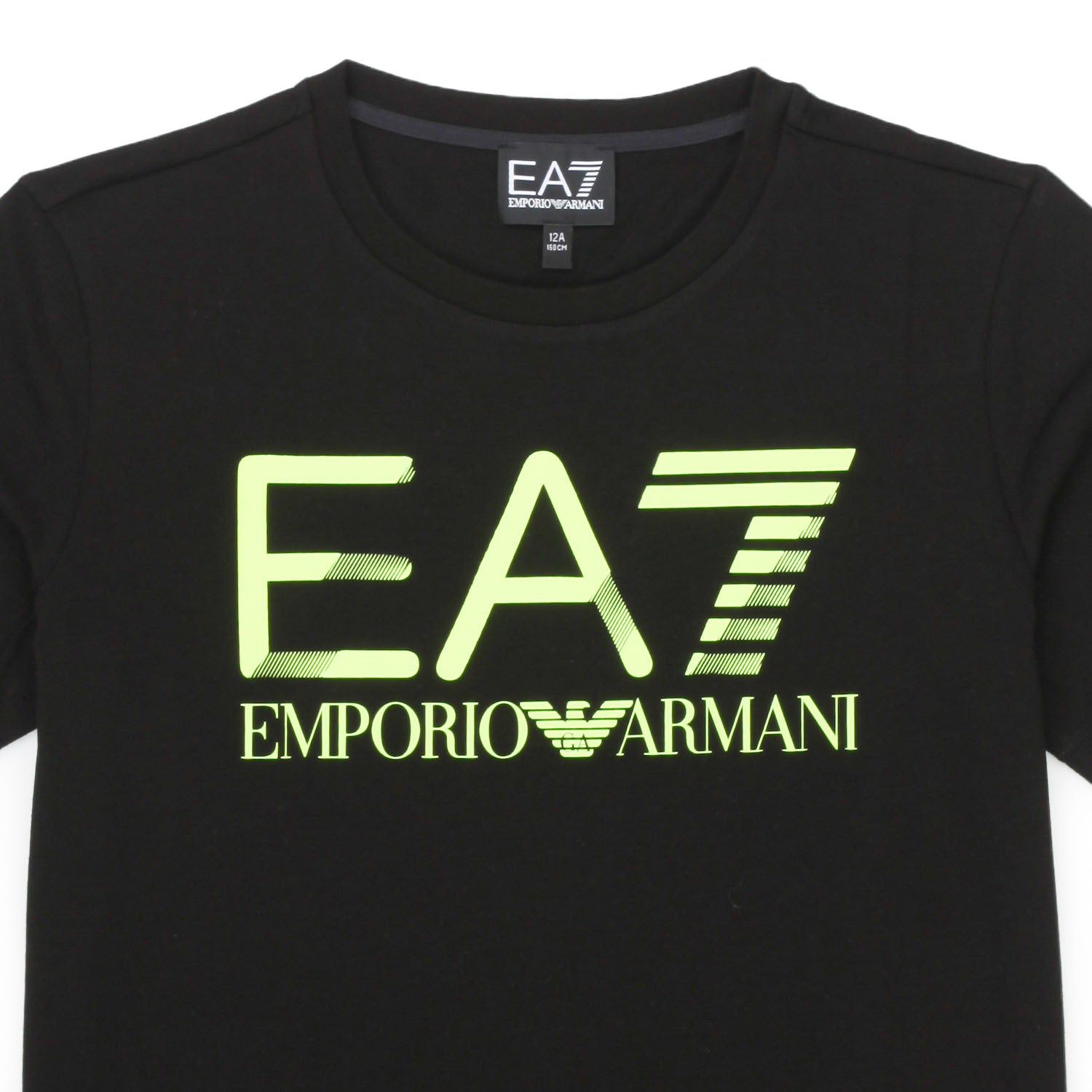T-SHIRT EA7 NERA CON LOGO GIALLO FLUO BAMBINO TEEN - annameglio.com abbigliamento moda