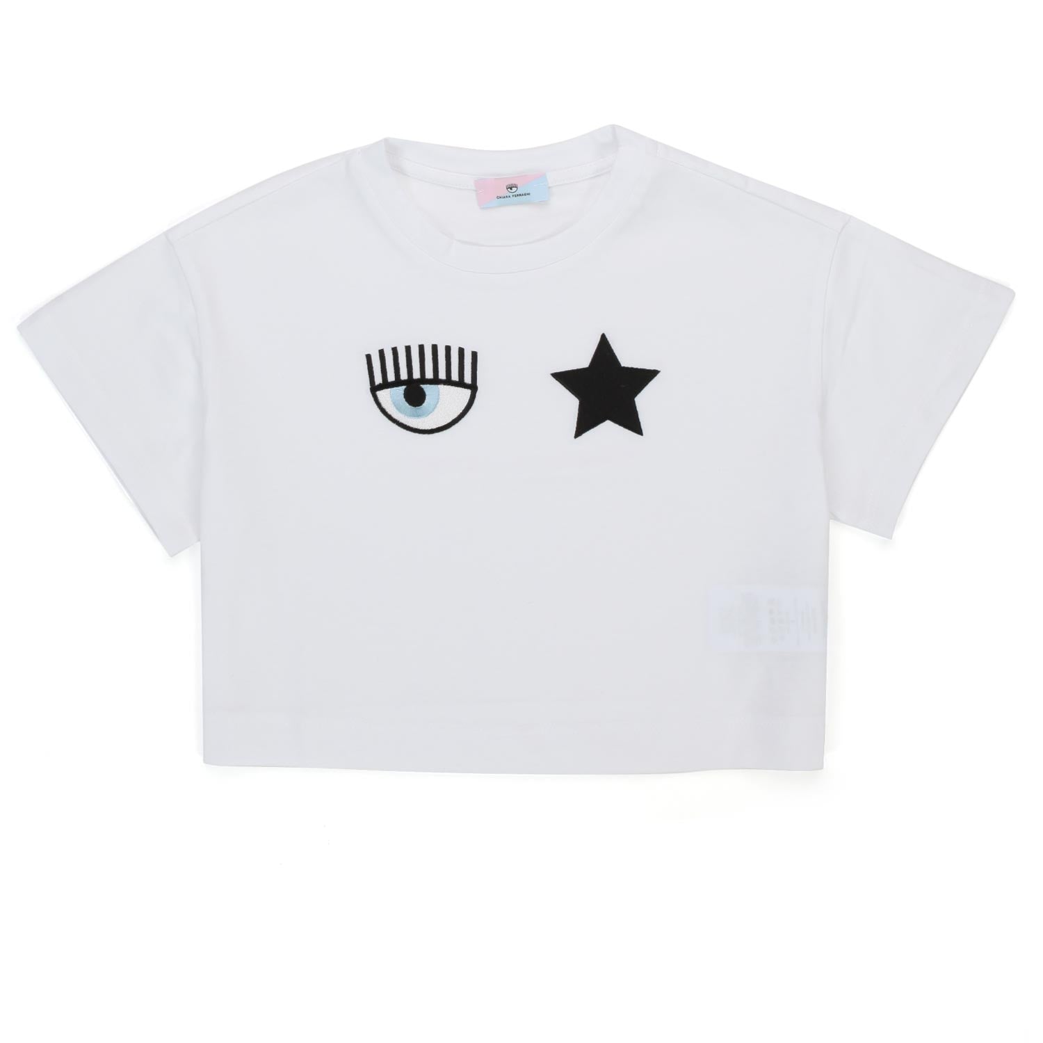 T-SHIRT CROPPED BIANCA EYE STAR BAMBINA - annameglio.com abbigliamento moda