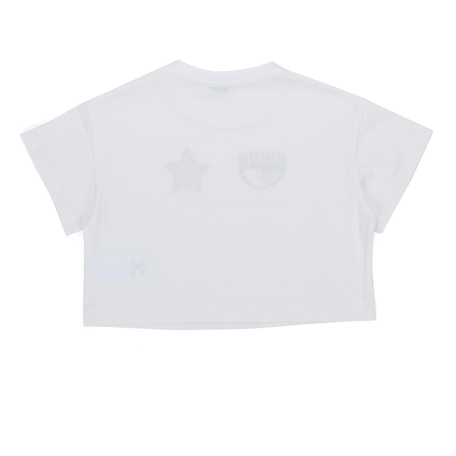T-SHIRT CROPPED BIANCA EYE STAR BAMBINA - annameglio.com abbigliamento moda