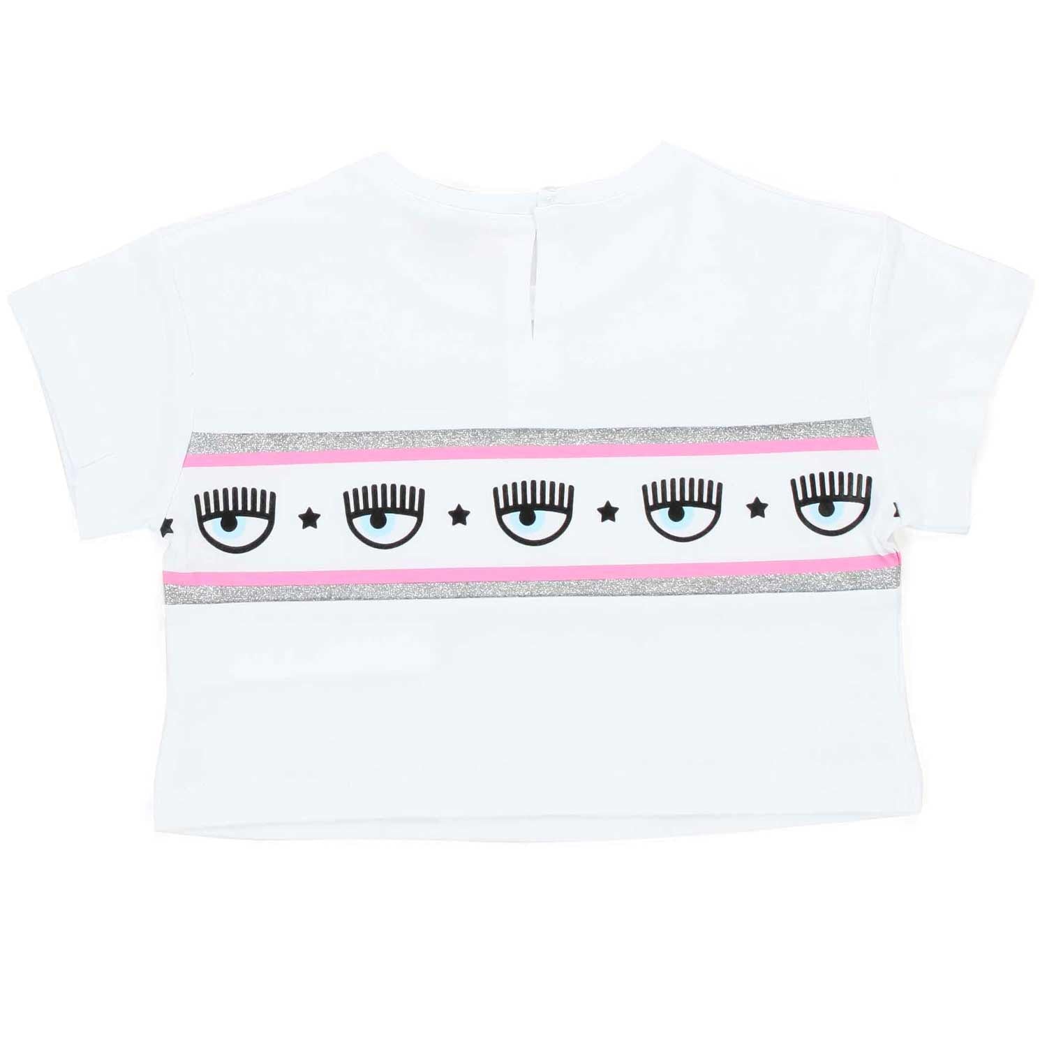 T-SHIRT CROP TOP LOGOMANIA BIANCA BAMBINA - annameglio.com abbigliamento moda