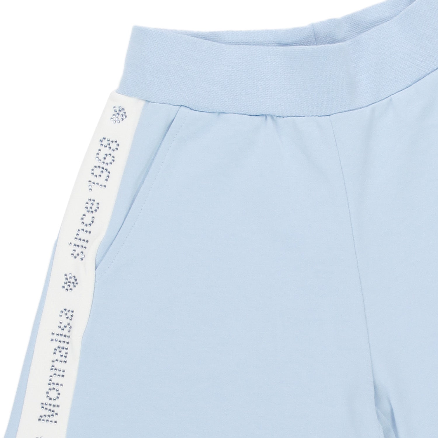 SHORTS CELESTI IN FELPA CON STRASS BAMBINA - annameglio.com abbigliamento moda