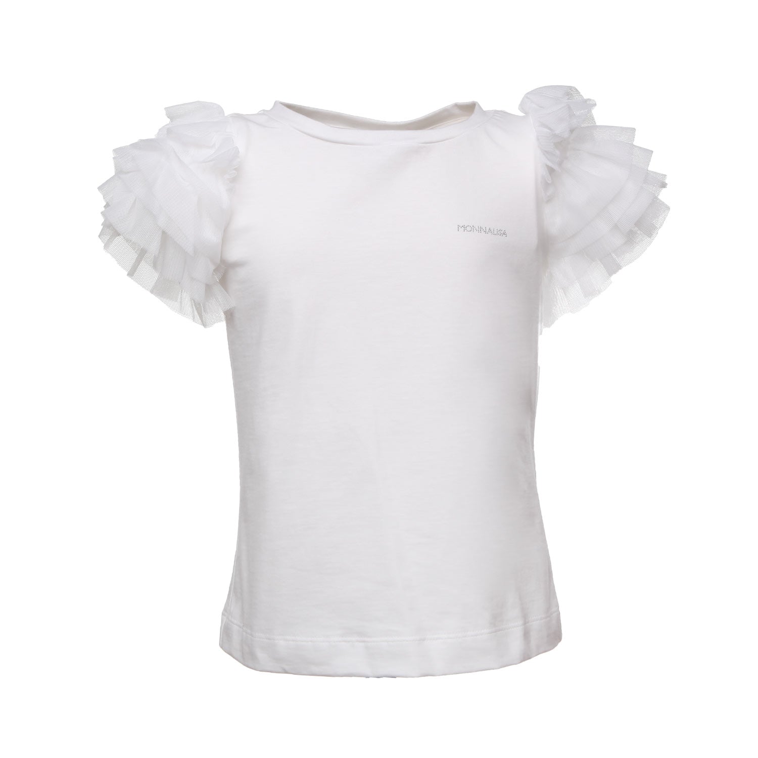 T-SHIRT BIANCA CON MANICHE GALETTE BAMBINA - annameglio.com abbigliamento moda