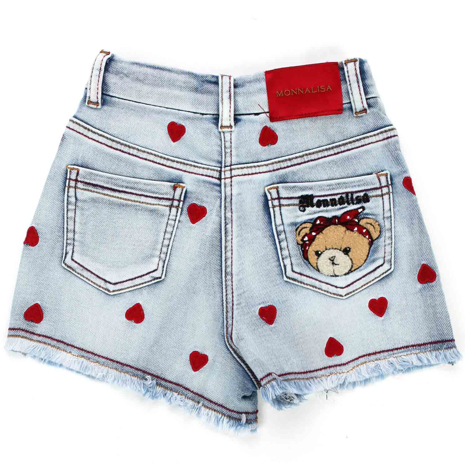 SHORTS DI JEANS CON CUORI ROSSI BAMBINA - annameglio.com abbigliamento moda