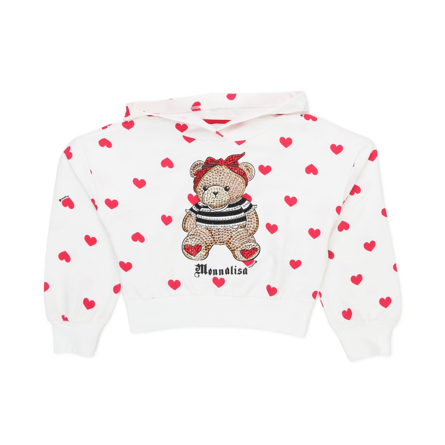 FELPA HOODIE BIANCA CON CUORI ROSSI BAMBINA - annameglio.com abbigliamento moda