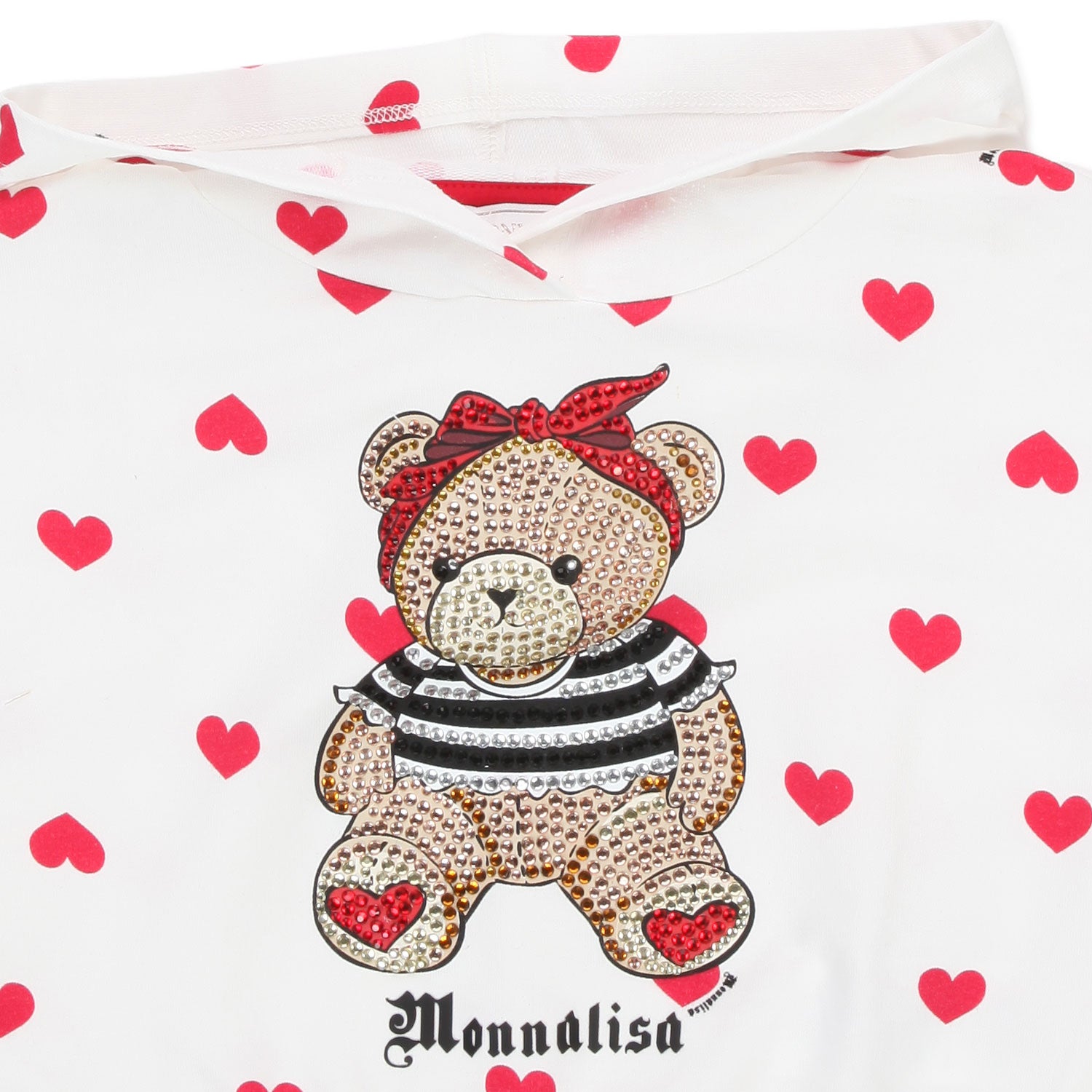 FELPA HOODIE BIANCA CON CUORI ROSSI BAMBINA - annameglio.com abbigliamento moda