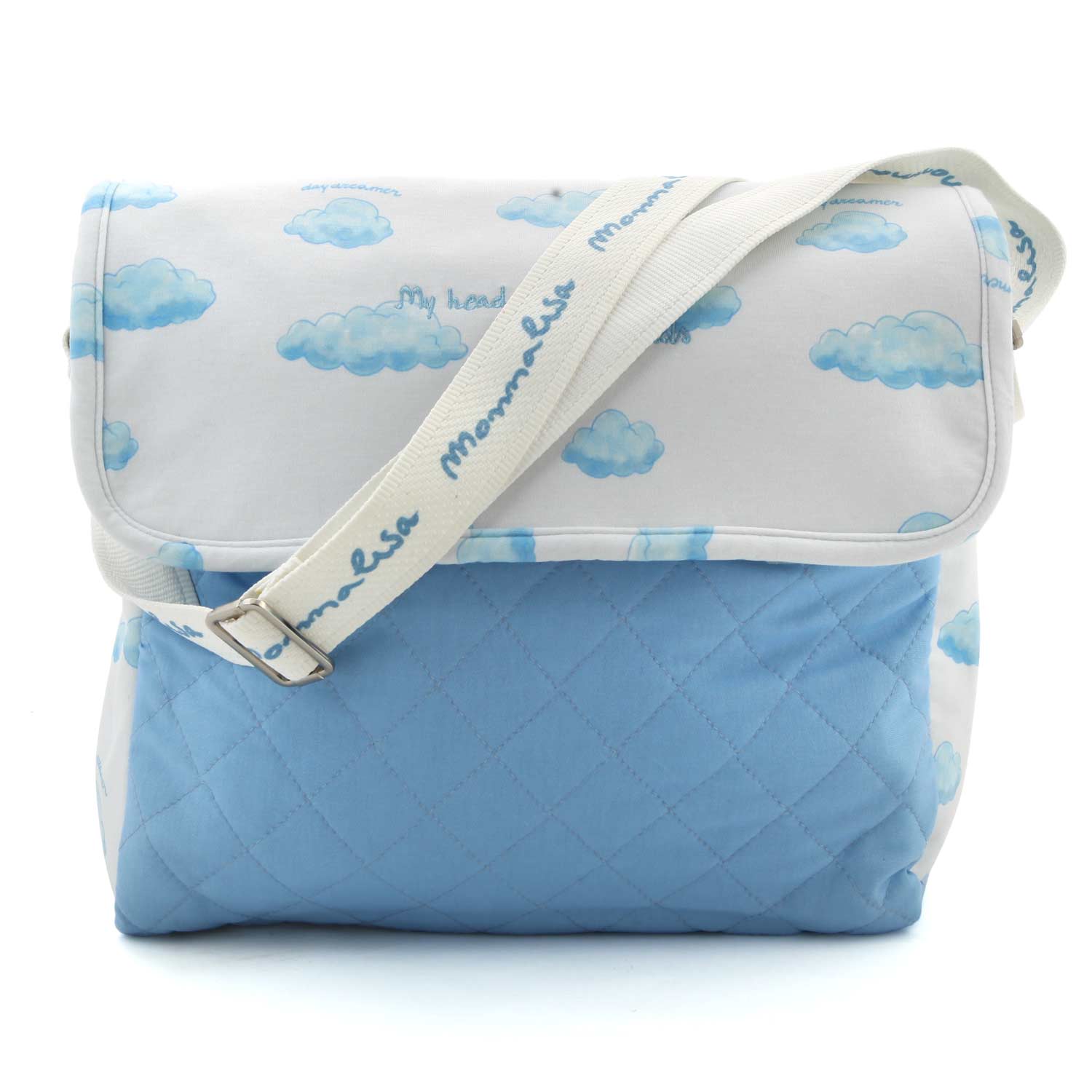 BORSA FASCIATOIO BIANCA E CELESTE CON TAPPETINO - annameglio.com abbigliamento moda