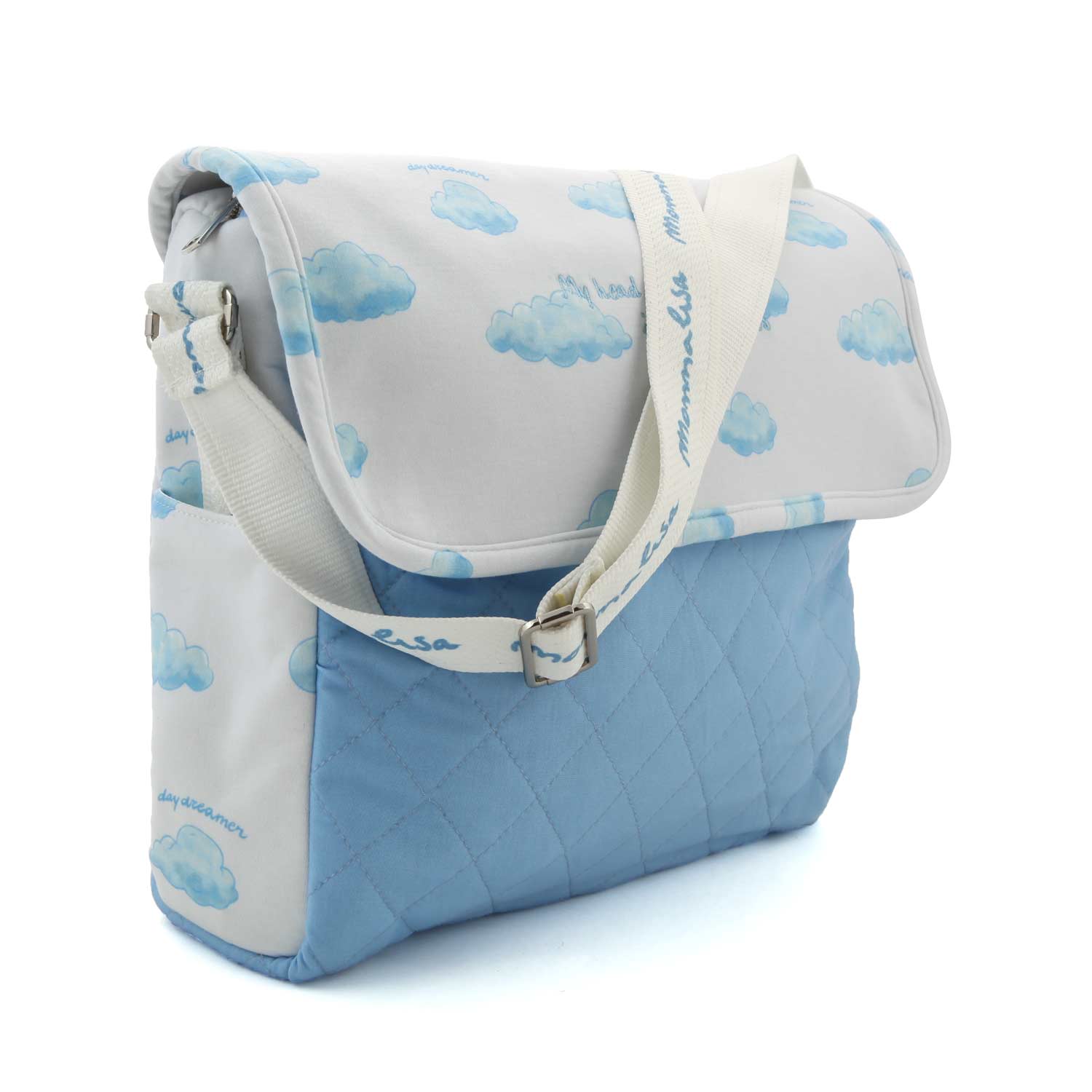 BORSA FASCIATOIO BIANCA E CELESTE CON TAPPETINO - annameglio.com abbigliamento moda