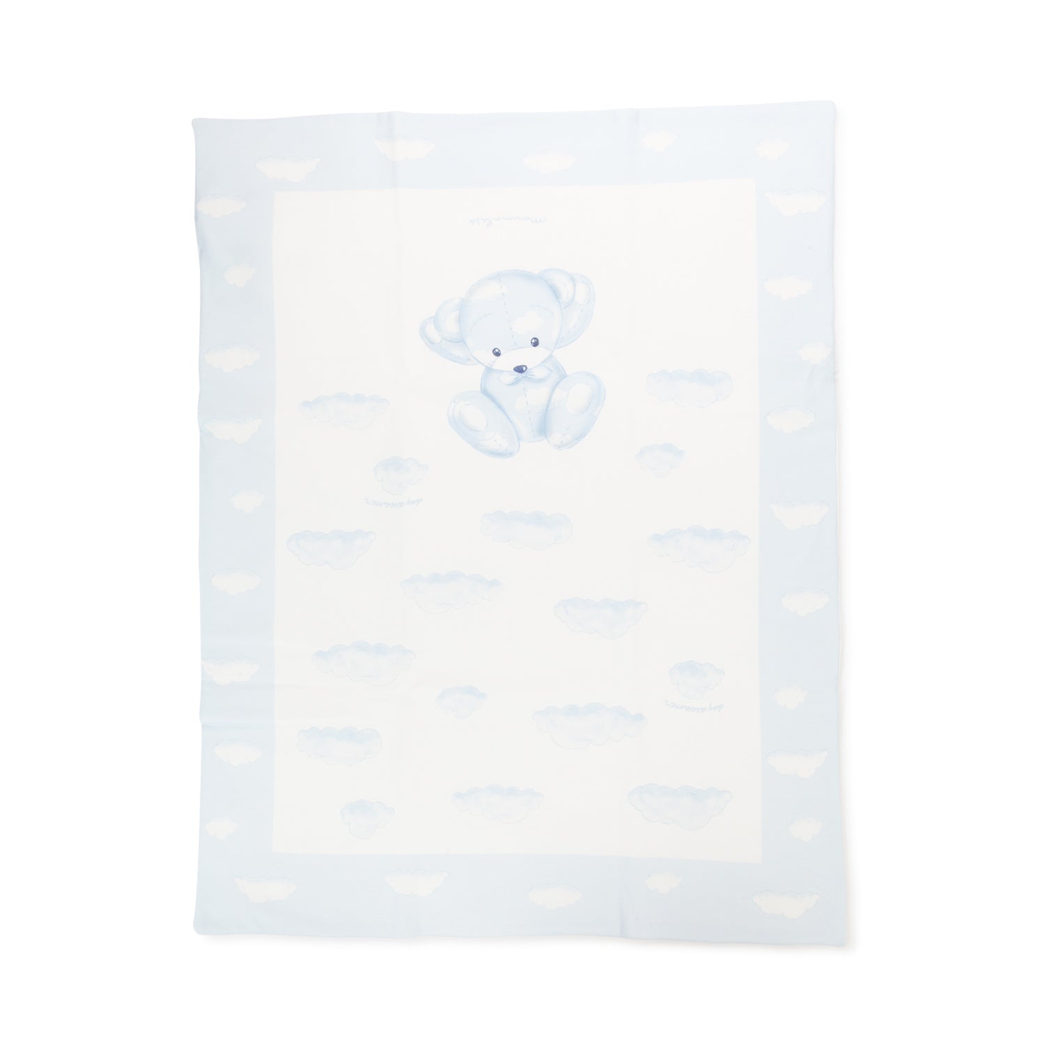 COPERTINA BIANCA E CELESTE CON NUVOLE NEONATO - annameglio.com abbigliamento moda