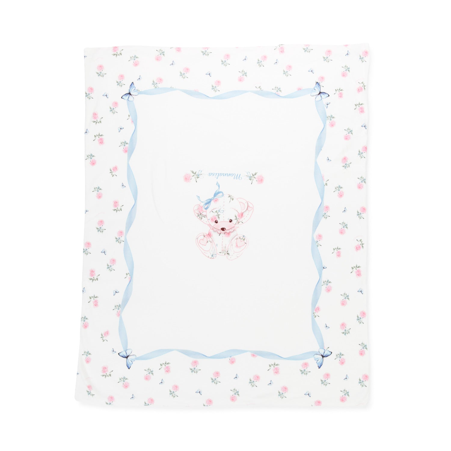 COPERTINA BIANCA E ROSA CON FIORI NEONATA - annameglio.com abbigliamento moda