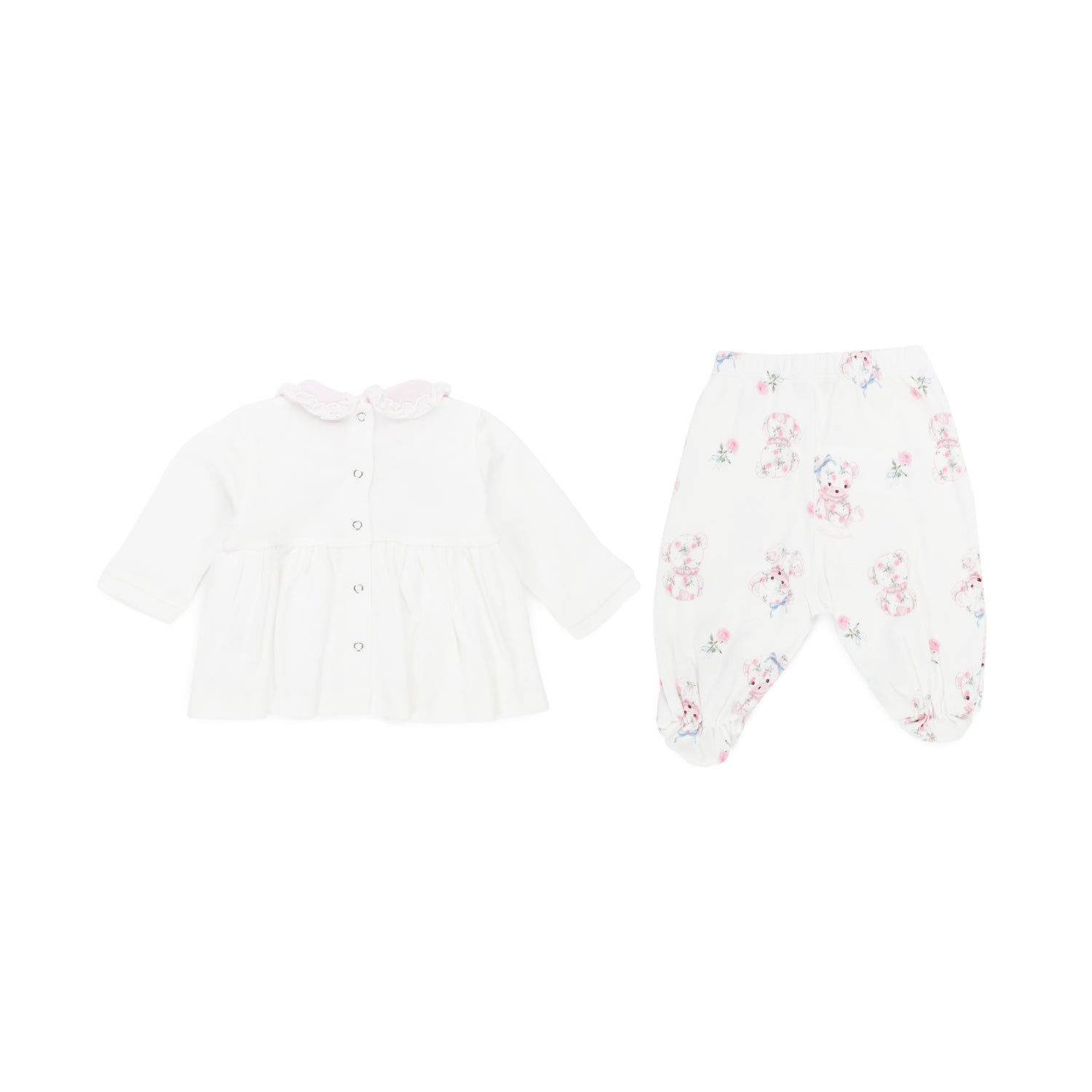 TUTINA DUE PEZZI BIANCA E ROSA NEONATA - annameglio.com abbigliamento moda