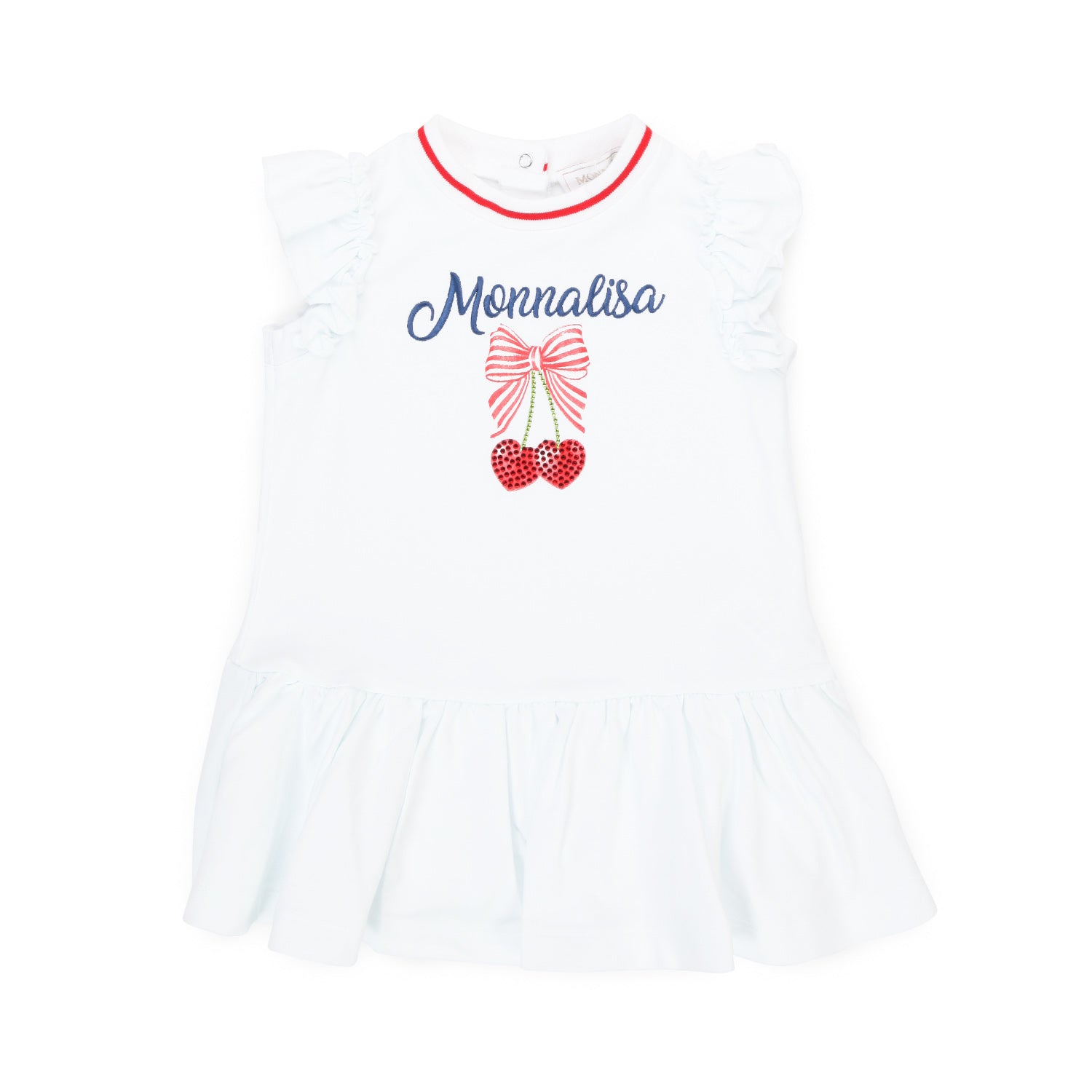 ABITO BIANCO CON BALZA E STAMPA BAMBINA BABY - annameglio.com abbigliamento moda
