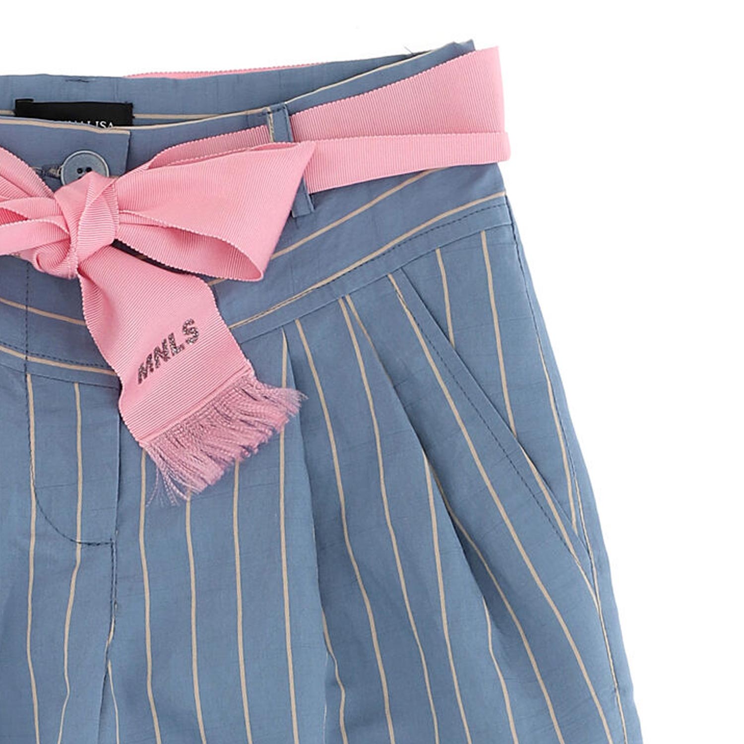 PANTALONE BLU AVIO CON RIGHE BEIGE BAMBINA TEEN - annameglio.com abbigliamento moda