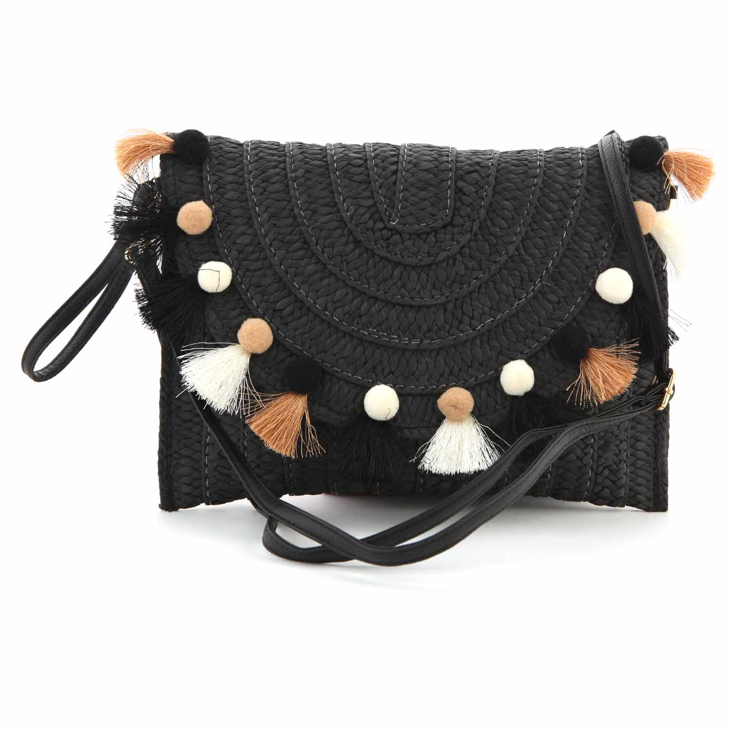 BORSA POCHETTE NERA CON NAPPINE BAMBINA E TEEN - annameglio.com abbigliamento moda