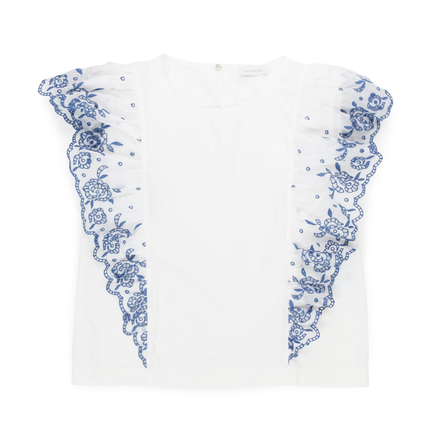 CASACCA BIANCA CON RICAMI INTAGLIO BLU TEEN - annameglio.com abbigliamento moda