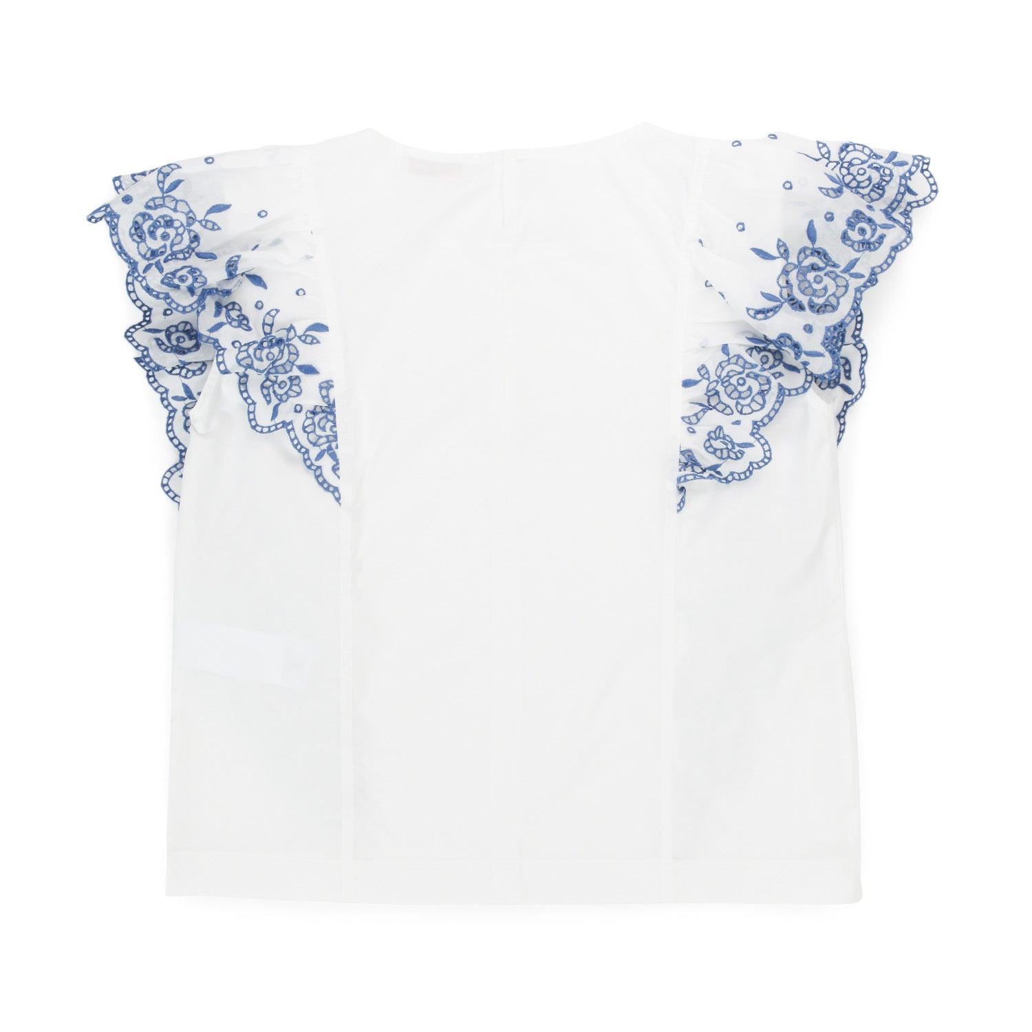 CASACCA BIANCA CON RICAMI INTAGLIO BLU TEEN - annameglio.com abbigliamento moda