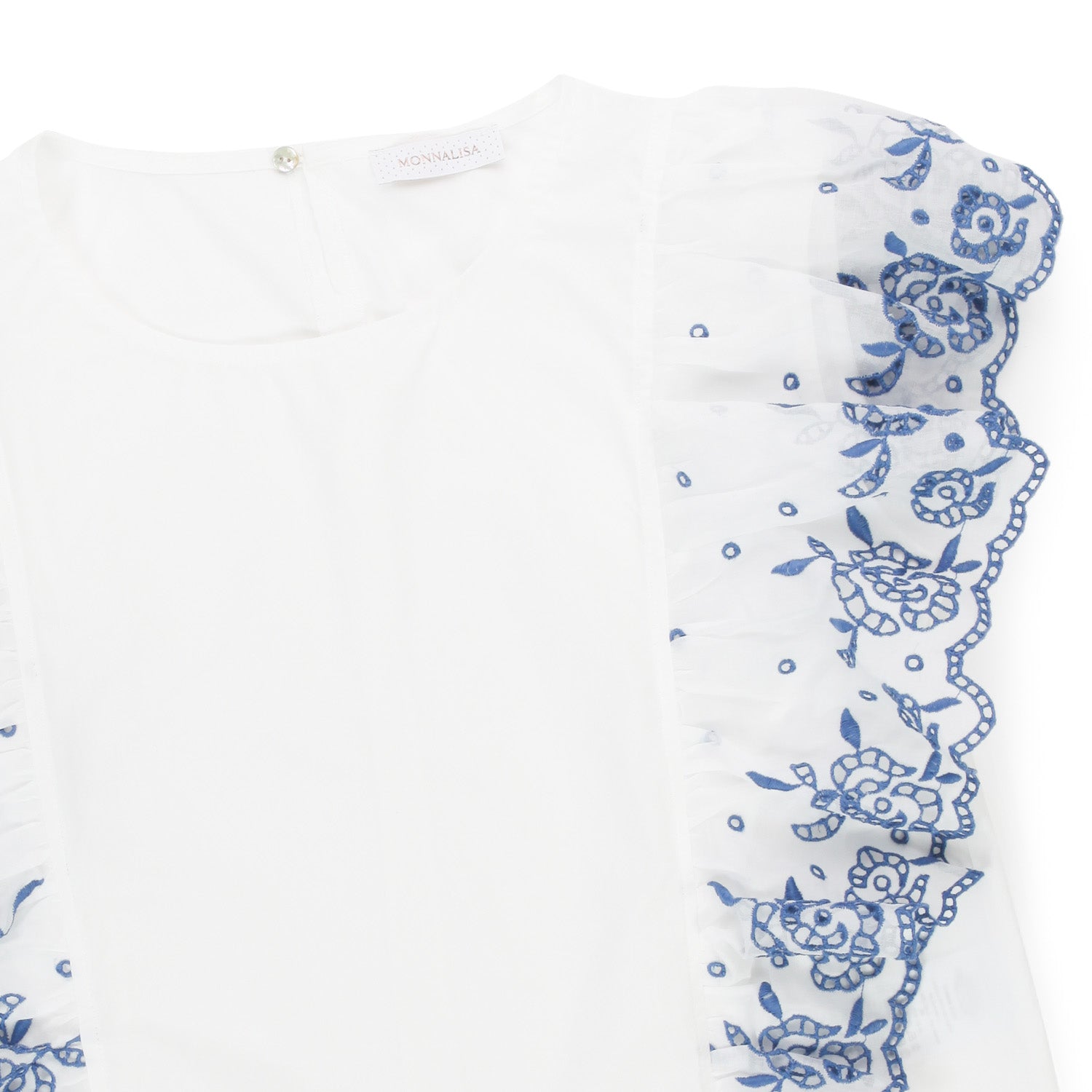 CASACCA BIANCA CON RICAMI INTAGLIO BLU TEEN - annameglio.com abbigliamento moda