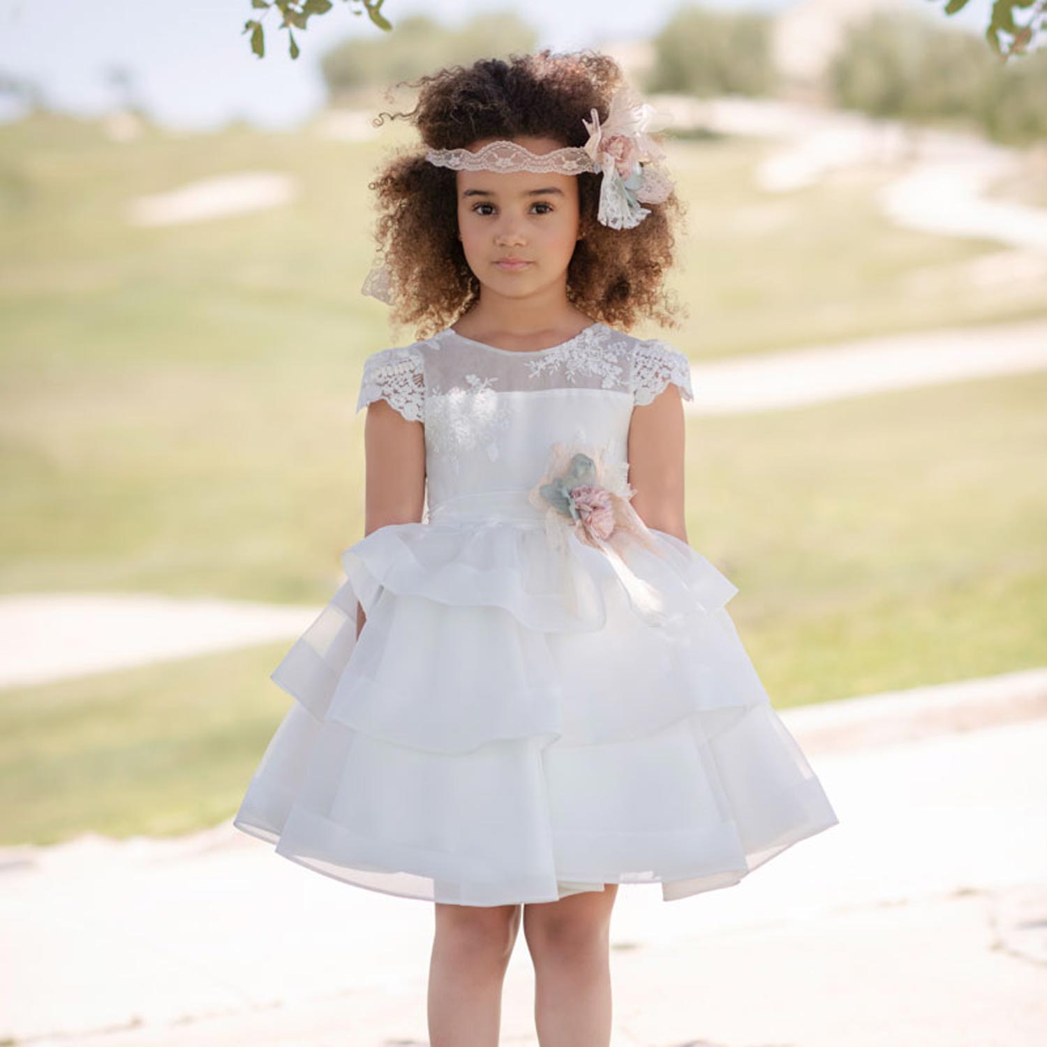 ABITO CERIMONIA BIANCO A BALZE BAMBINA E TEEN - annameglio.com abbigliamento moda