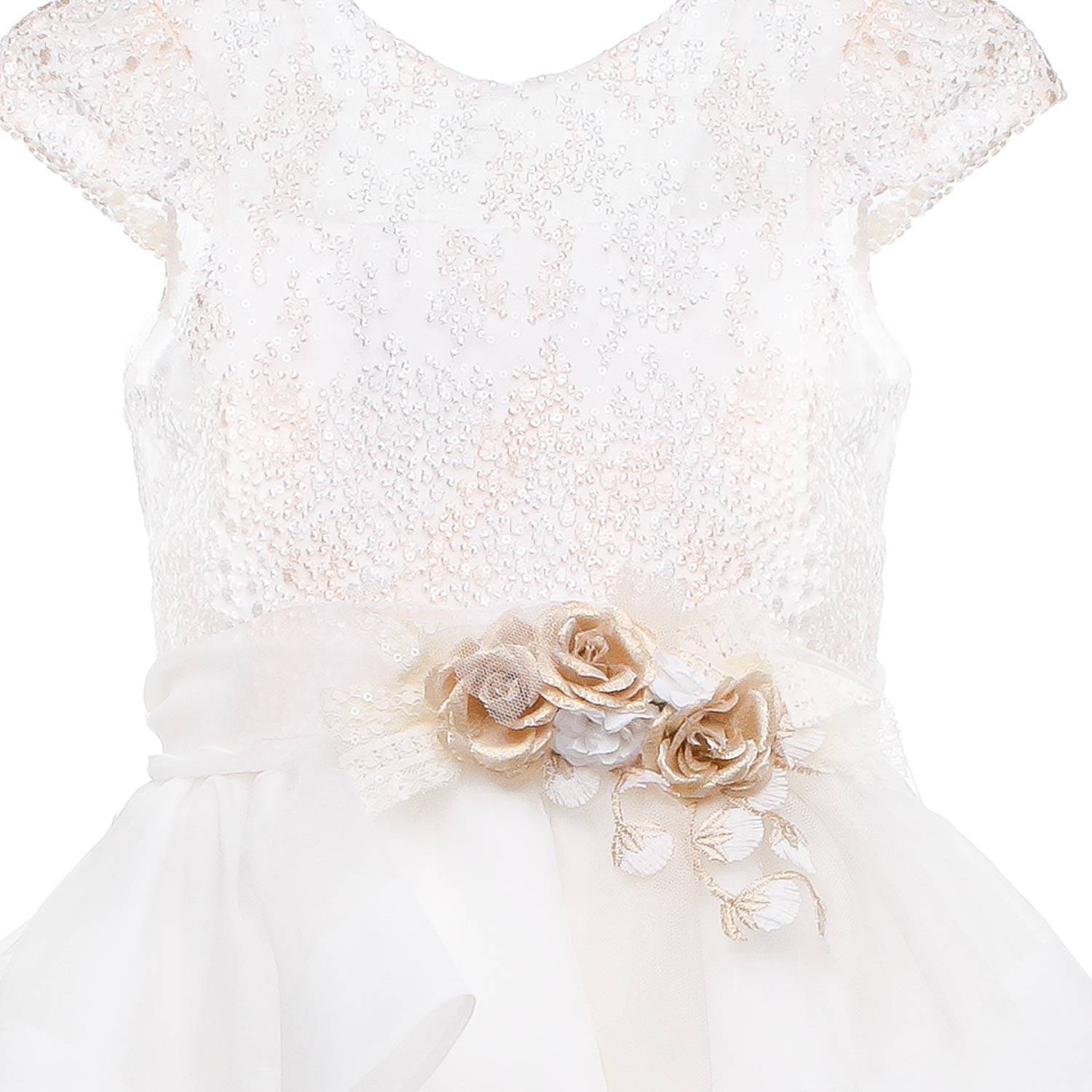 ABITO CERIMONIA BIANCO E ORO A BALZE BAMBINA TEEN - annameglio.com abbigliamento moda
