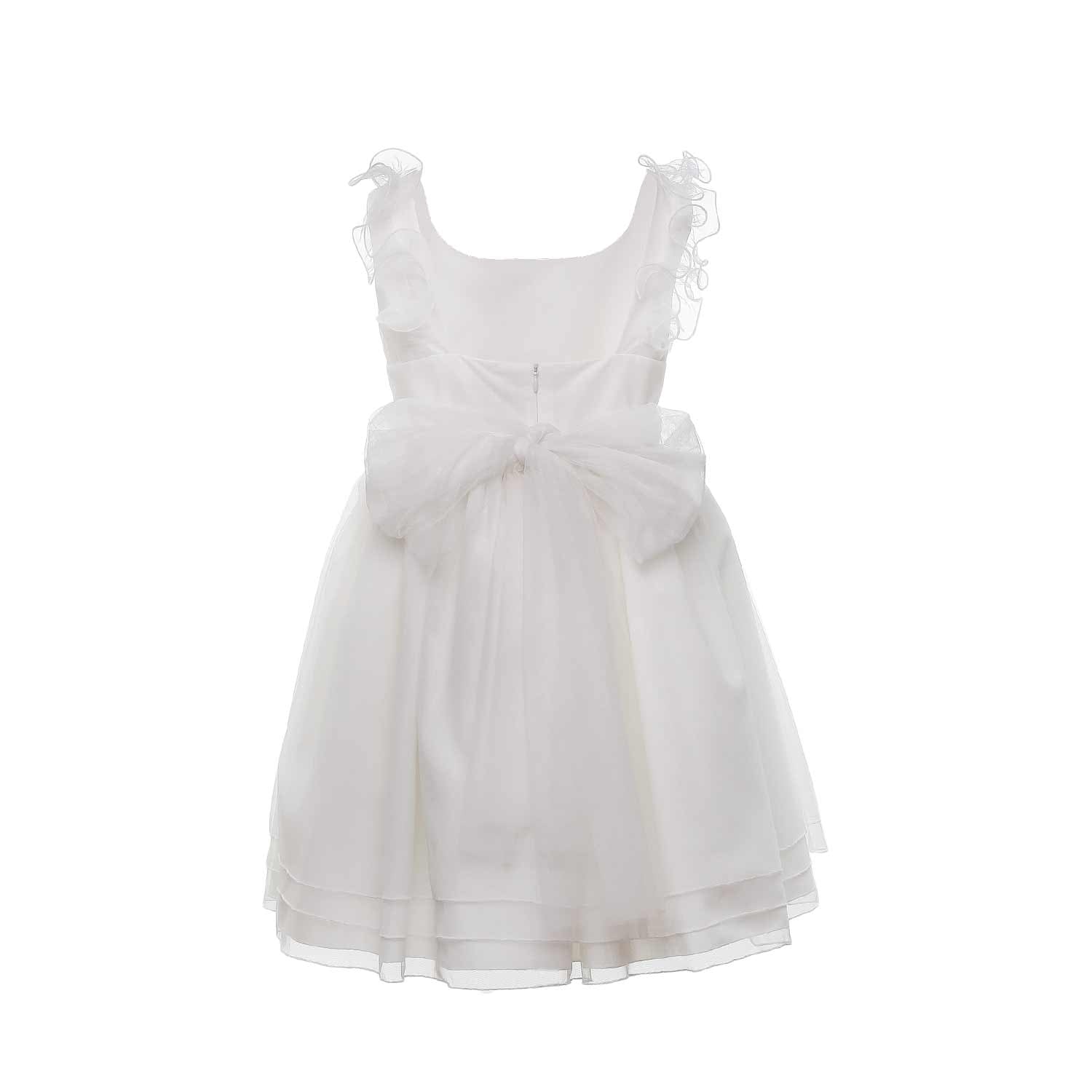 ABITO CERIMONIA BIANCO CON SPILLA CELESTE BAMBINA - annameglio.com abbigliamento moda