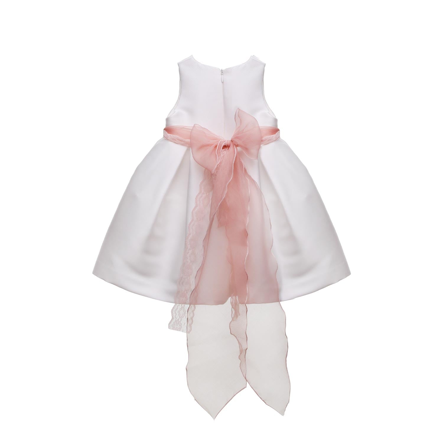 ABITO BATTESIMO BIANCO CON CINTURA ROSA - annameglio.com abbigliamento moda