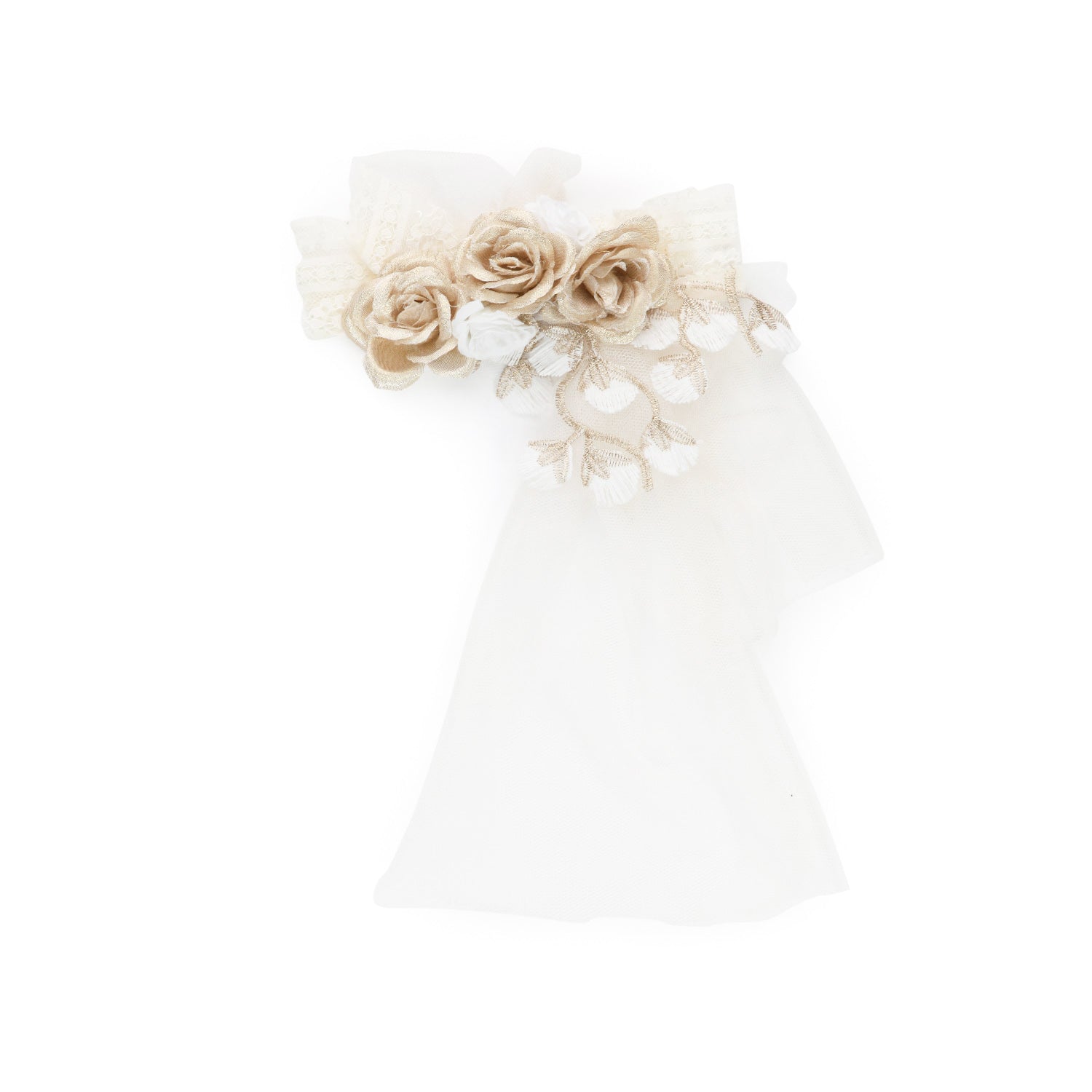 FERMAGLIO FLOREALE DA CERIMONIA BIANCO E ORO - annameglio.com abbigliamento moda