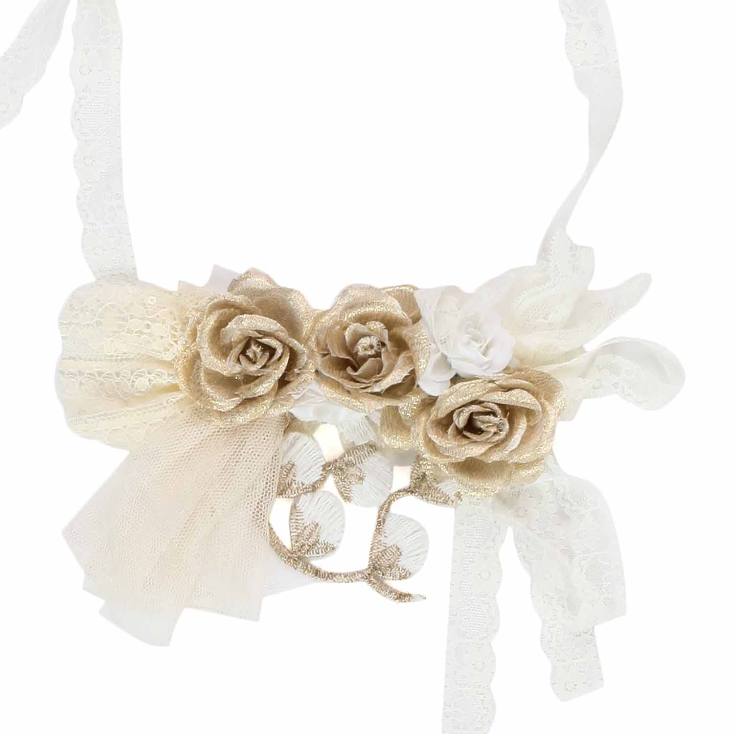 FASCIA CORONA DA CERIMONIA CON FIORI ORO - annameglio.com abbigliamento moda