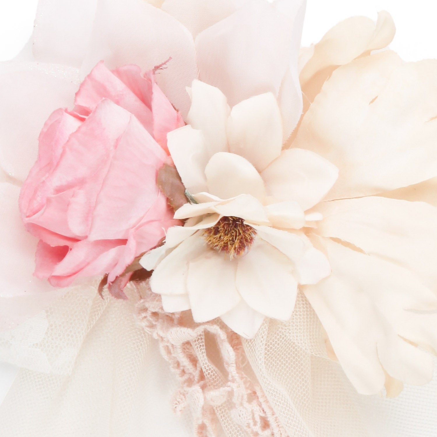 FERMAGLIO FLOREALE DA CERIMONIA BEIGE E ROSA - annameglio.com abbigliamento moda