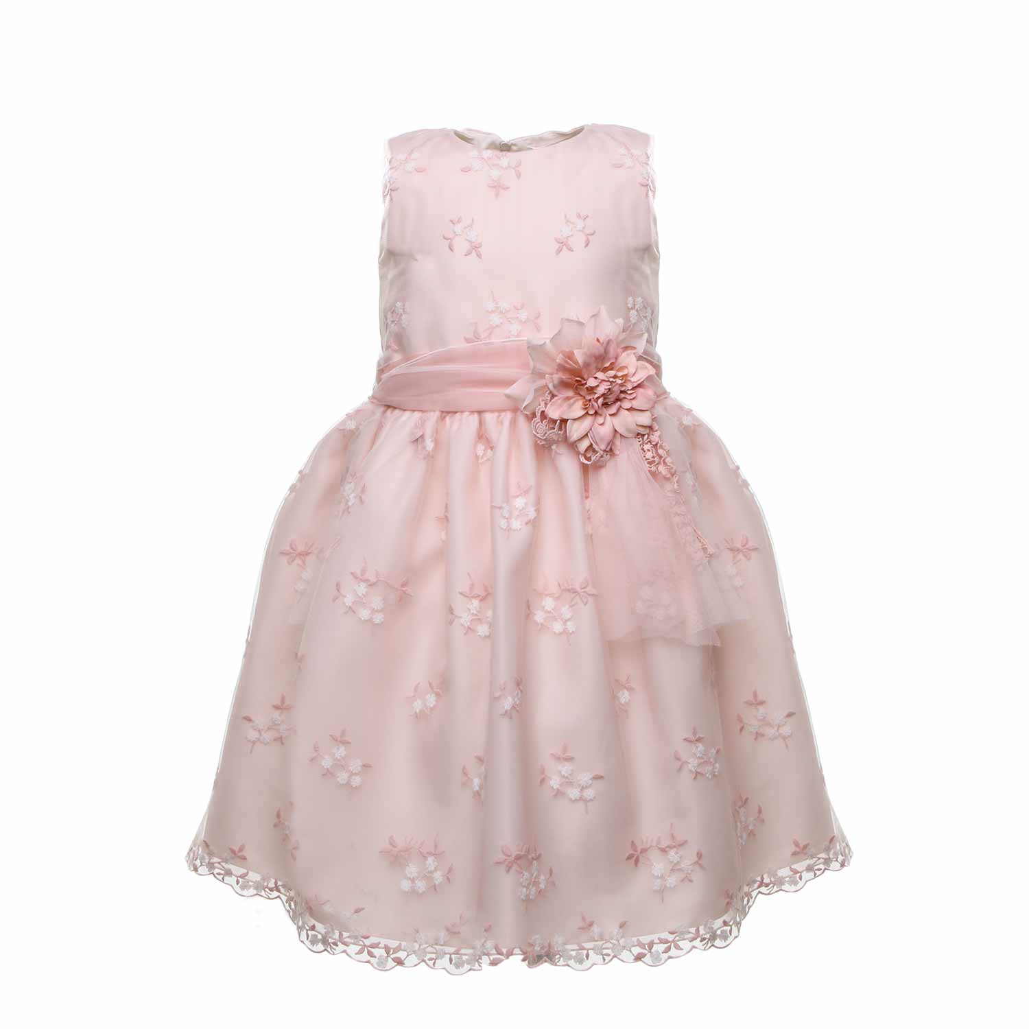 ABITO CERIMONIA ROSA CON CINTURA E SPILLA - annameglio.com abbigliamento moda