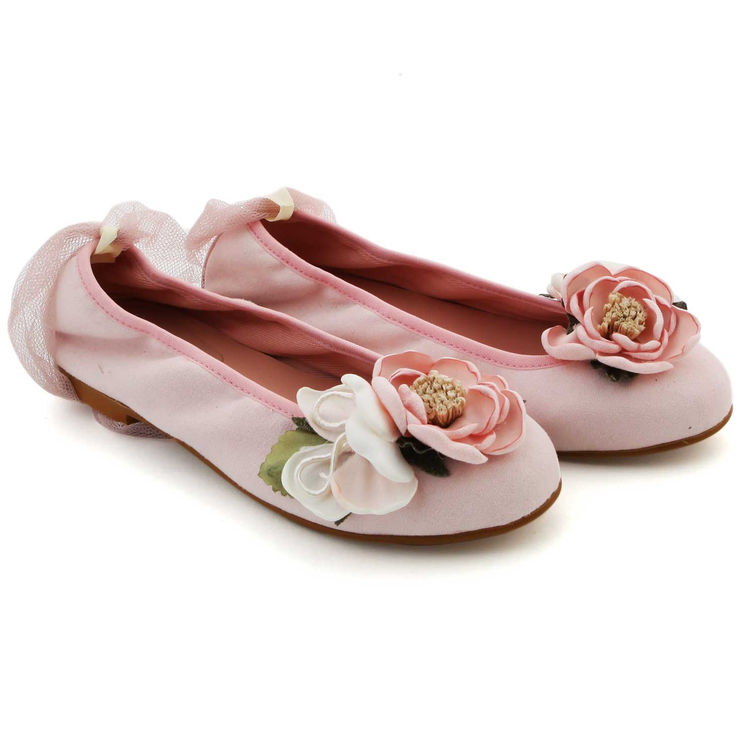 BALLERINE ROSA CHIARO CON FIORI BAMBINA E TEEN - annameglio.com abbigliamento moda