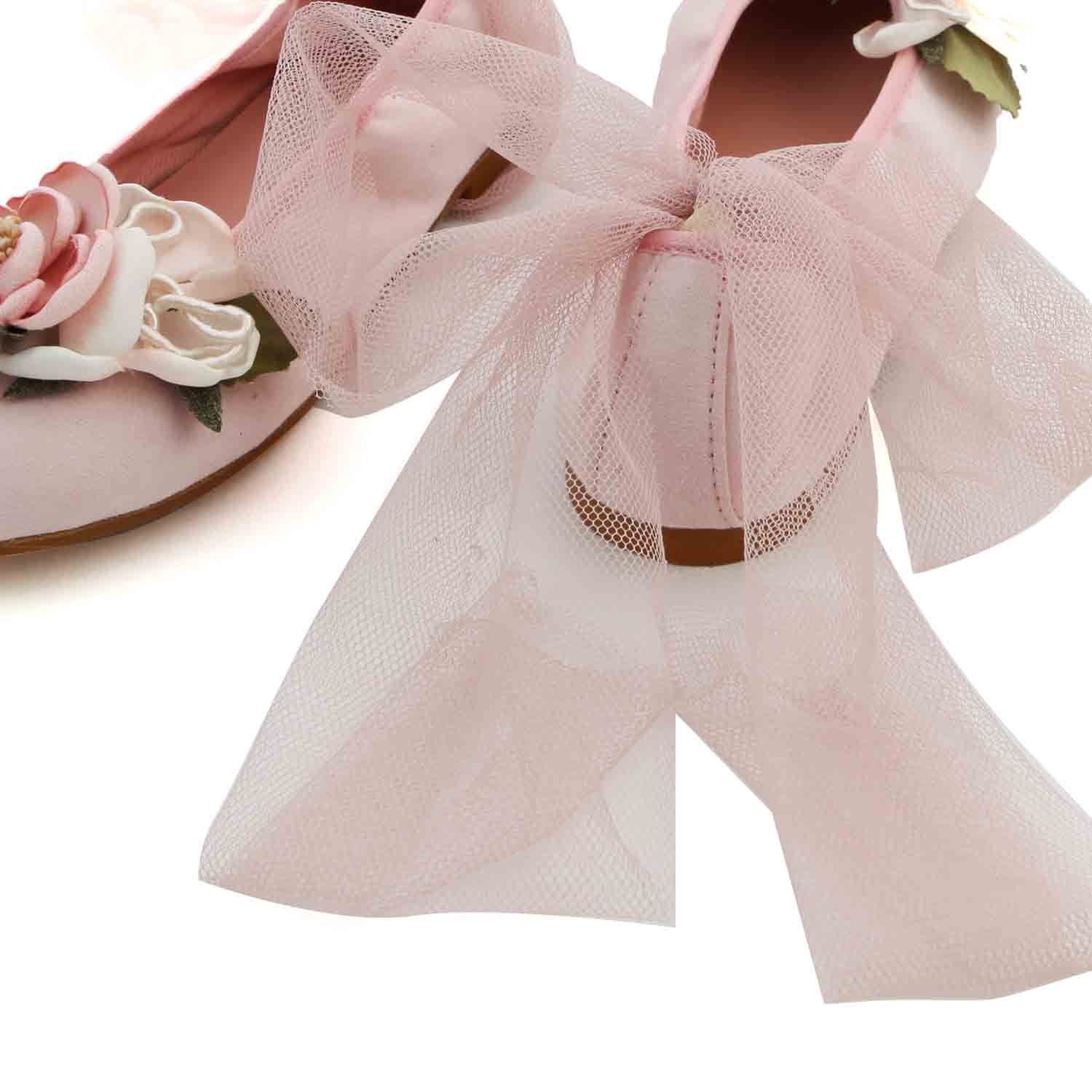 BALLERINE ROSA CHIARO CON FIORI BAMBINA E TEEN - annameglio.com abbigliamento moda