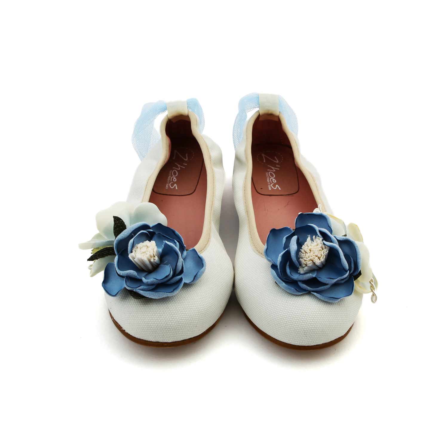 BALLERINE BIANCHE CON FIORI BLU BAMBINA E TEEN - annameglio.com abbigliamento moda