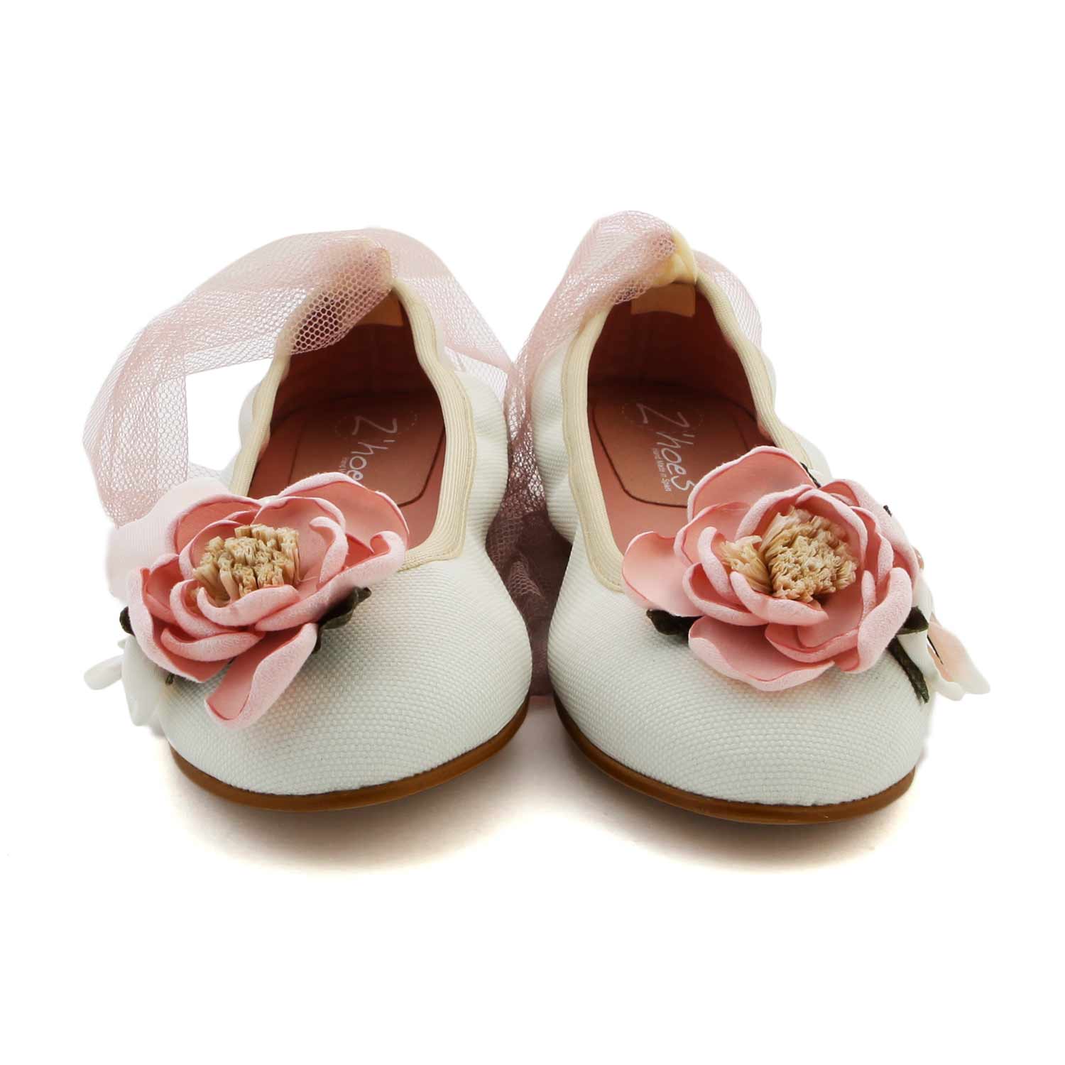 BALLERINE BIANCHE CON FIORI ROSA BAMBINA E TEEN - annameglio.com abbigliamento moda