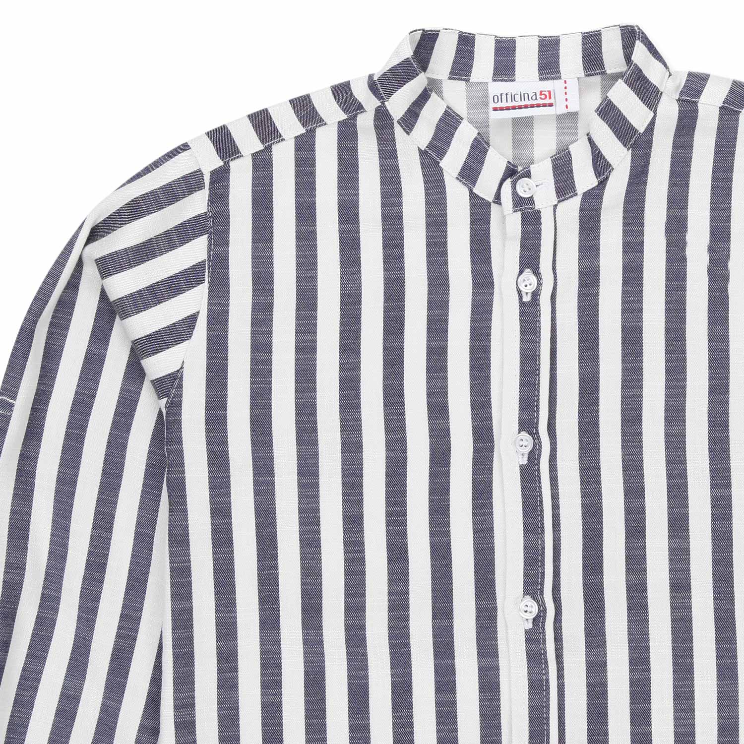 CAMICIA COREANA BIANCA E BLU A RIGHE BAMBINO BABY - annameglio.com abbigliamento moda