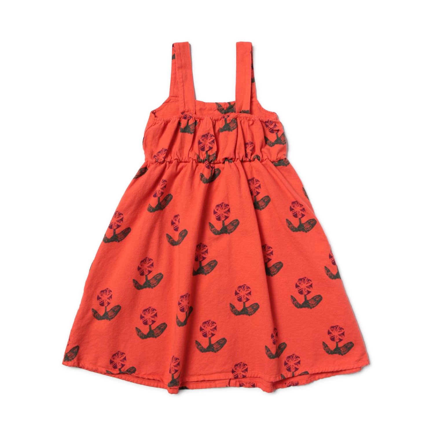 ABITO ROSSO CON FIORI VERDI E VIOLA BAMBINA - annameglio.com abbigliamento moda