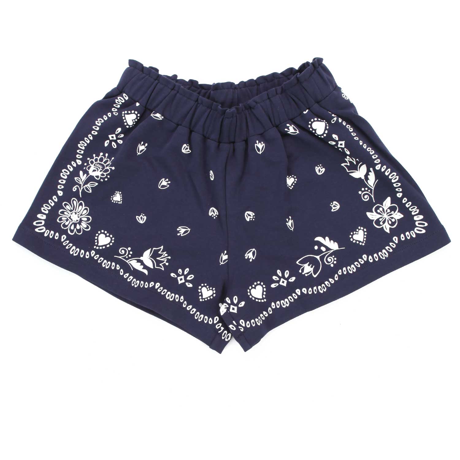SHORTS BLU CON FIORI BIANCHI BAMBINA - annameglio.com abbigliamento moda