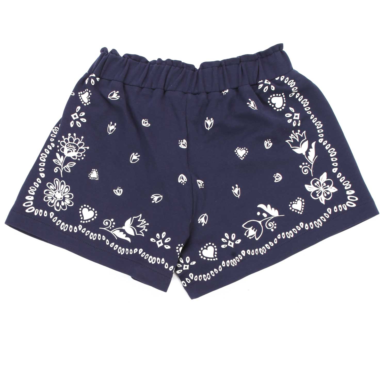 SHORTS BLU CON FIORI BIANCHI BAMBINA - annameglio.com abbigliamento moda